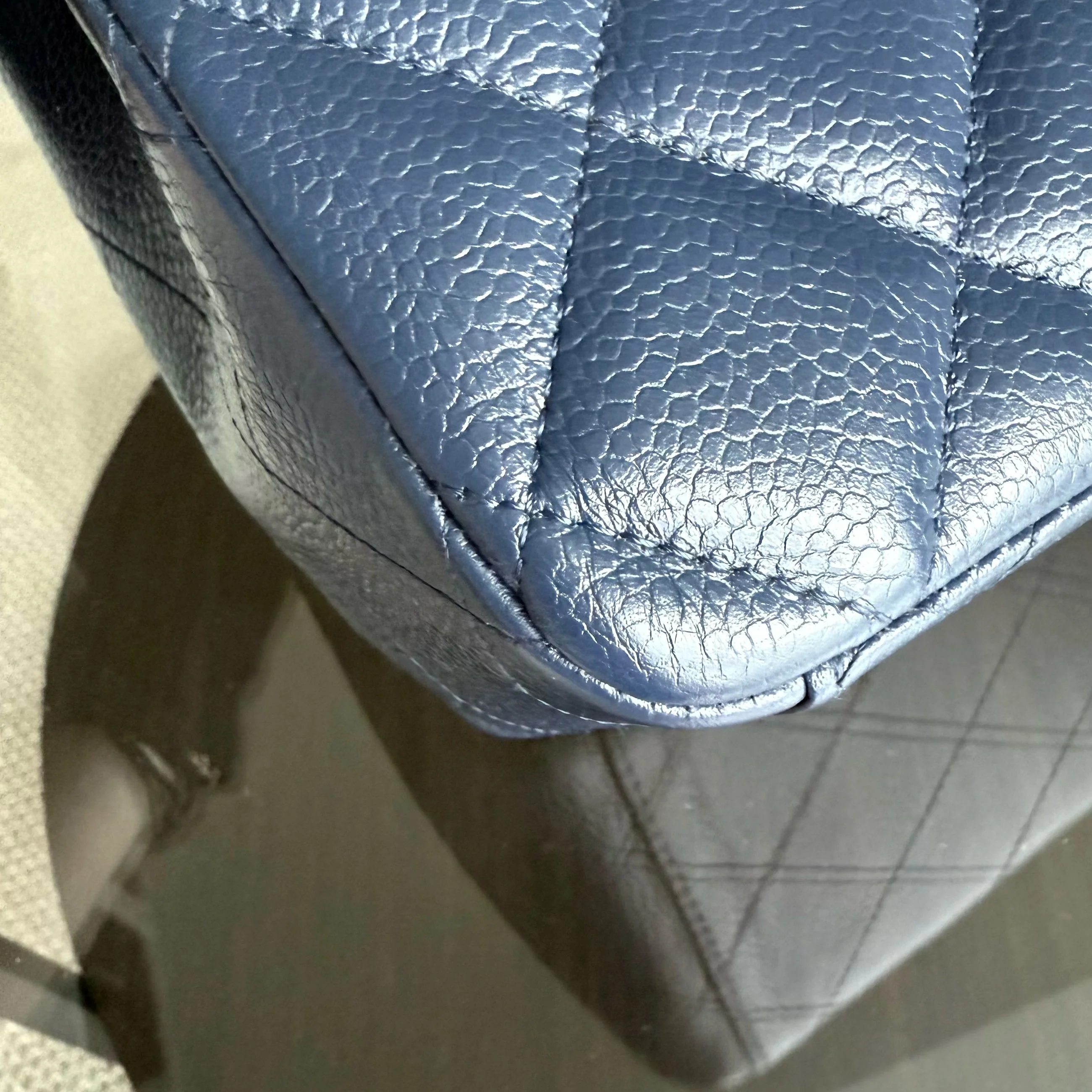 Chanel Classic Flap Maxi - Caviar Double Flap 34CM Quilted Dark Blue Silver Hardware Series 15