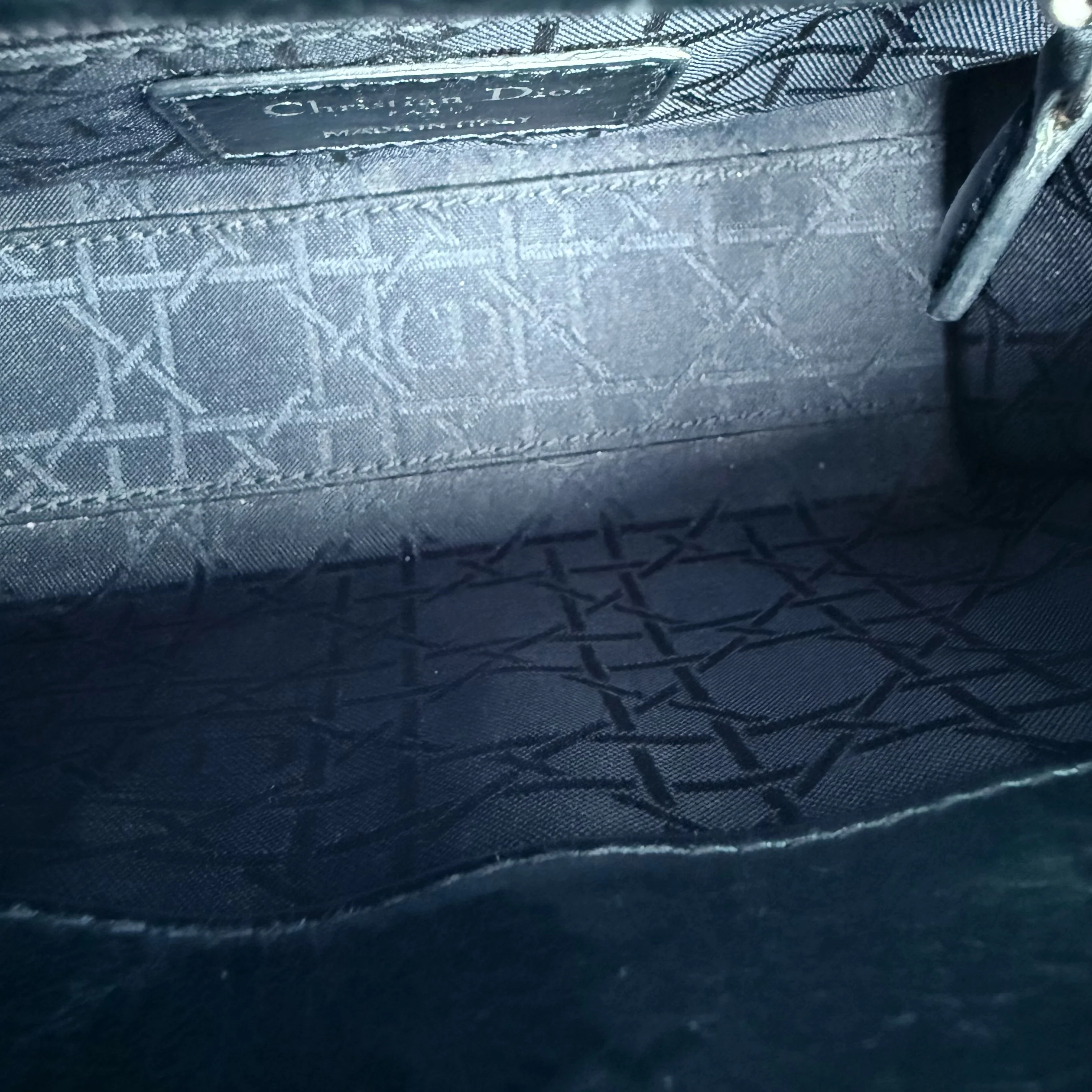 Dior Lady Mini - Cannage Glazed Calfskin Metallic Blue Silver Hardware