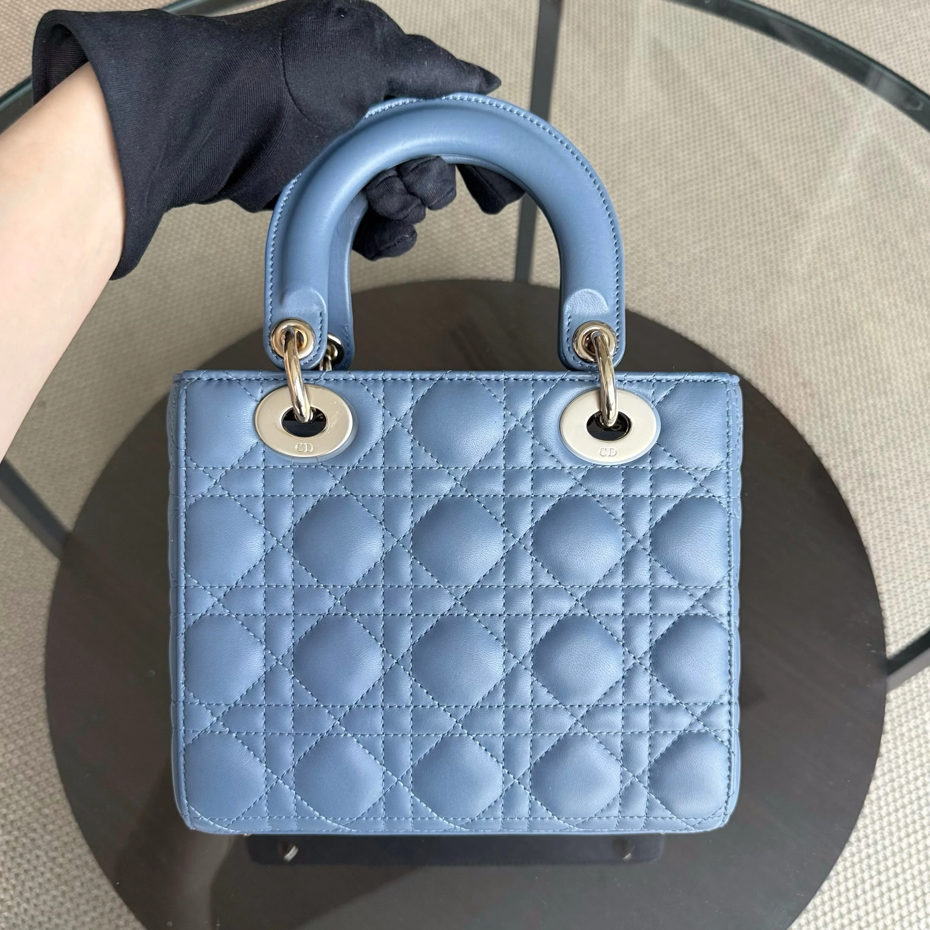 Dior Lady Small ABC Flap - Cannage Lambskin Blue Gold Hardware MyABC