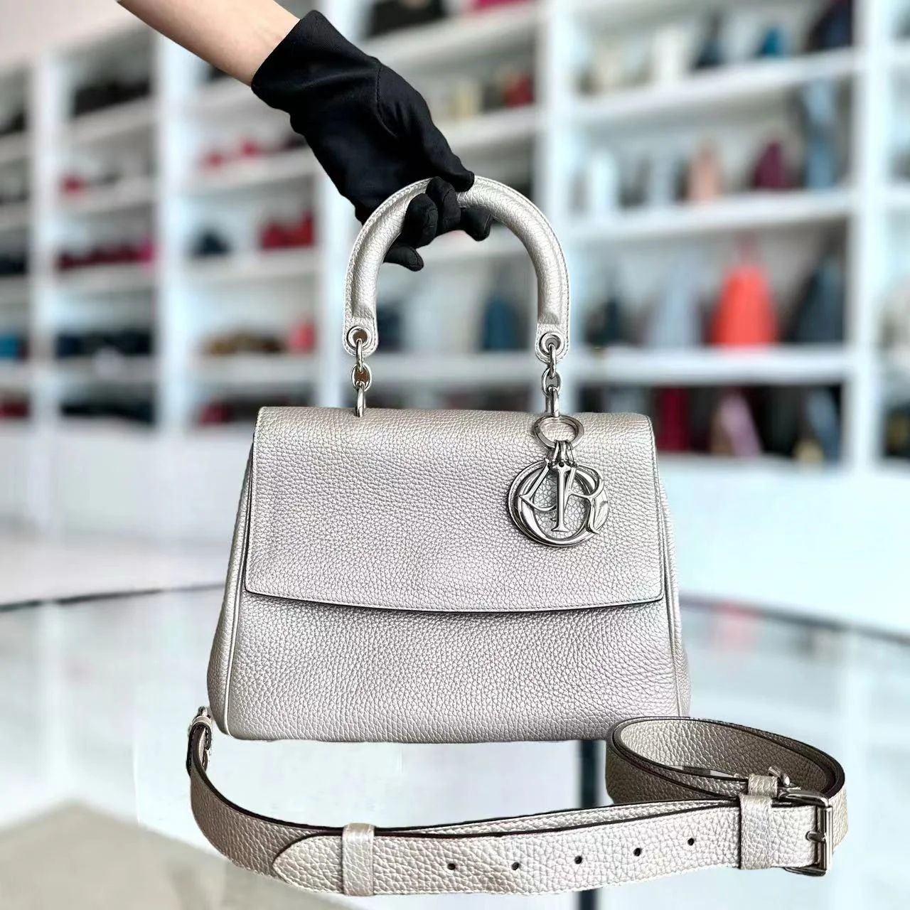 Dior Be Dior Medium Metallic Grained Calfskin Gold SHW - Best Luxury Designers