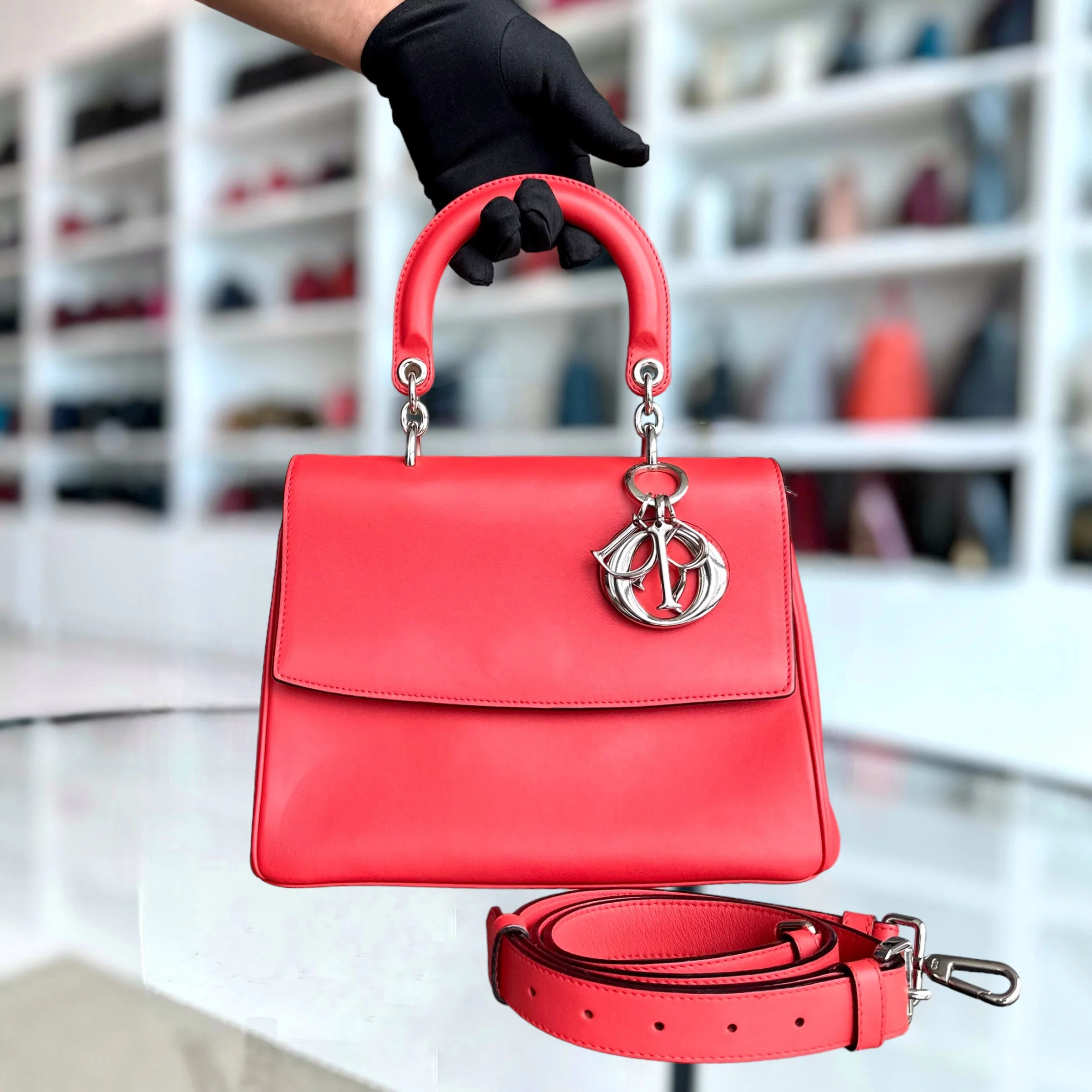 Dior Be Dior Medium Smooth Calfskin Red Hot Pink Silver Hardware - Best Luxury Designers