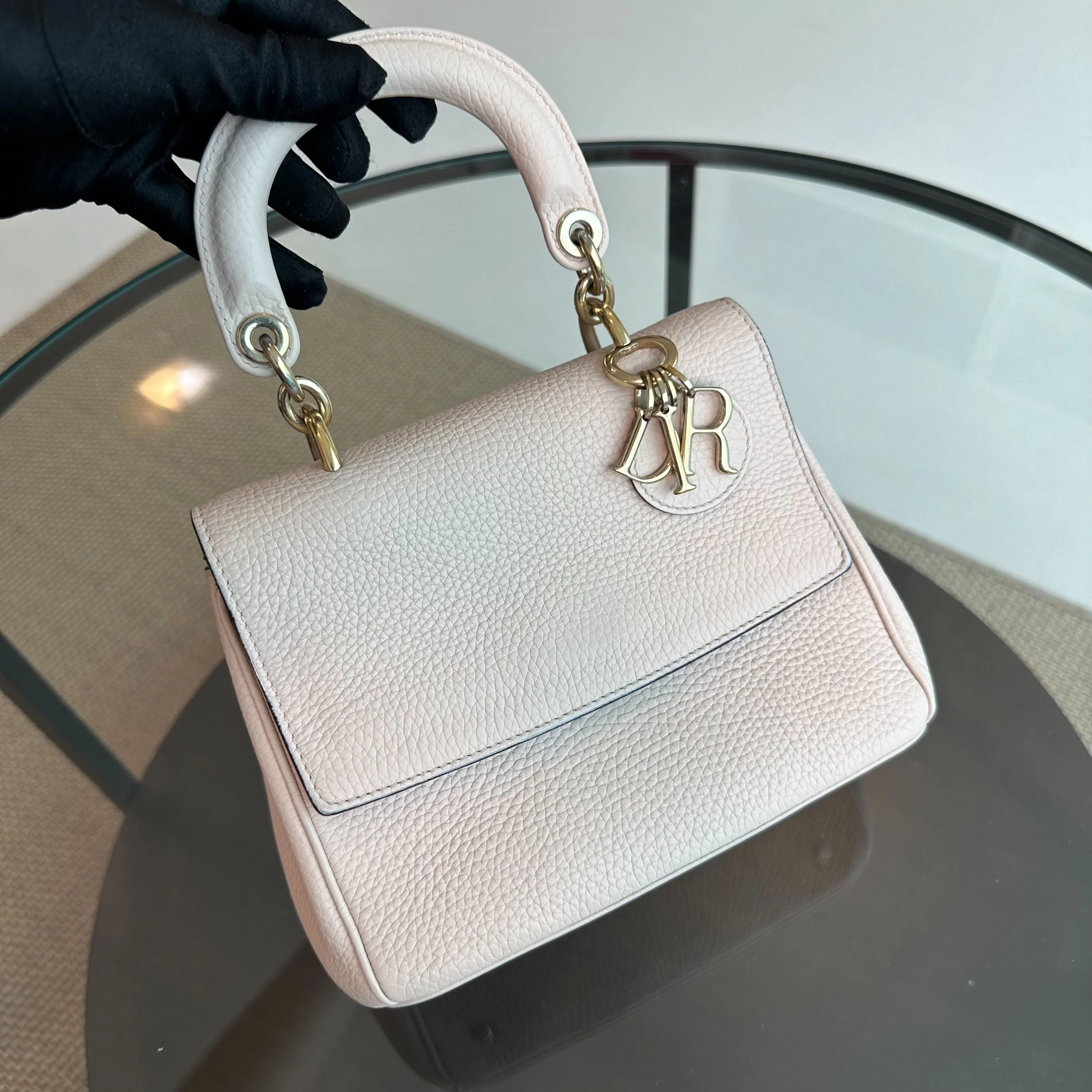Dior Be Mini Sakura Pink Gold Grained Calfskin GHW - Best Luxury Designers
