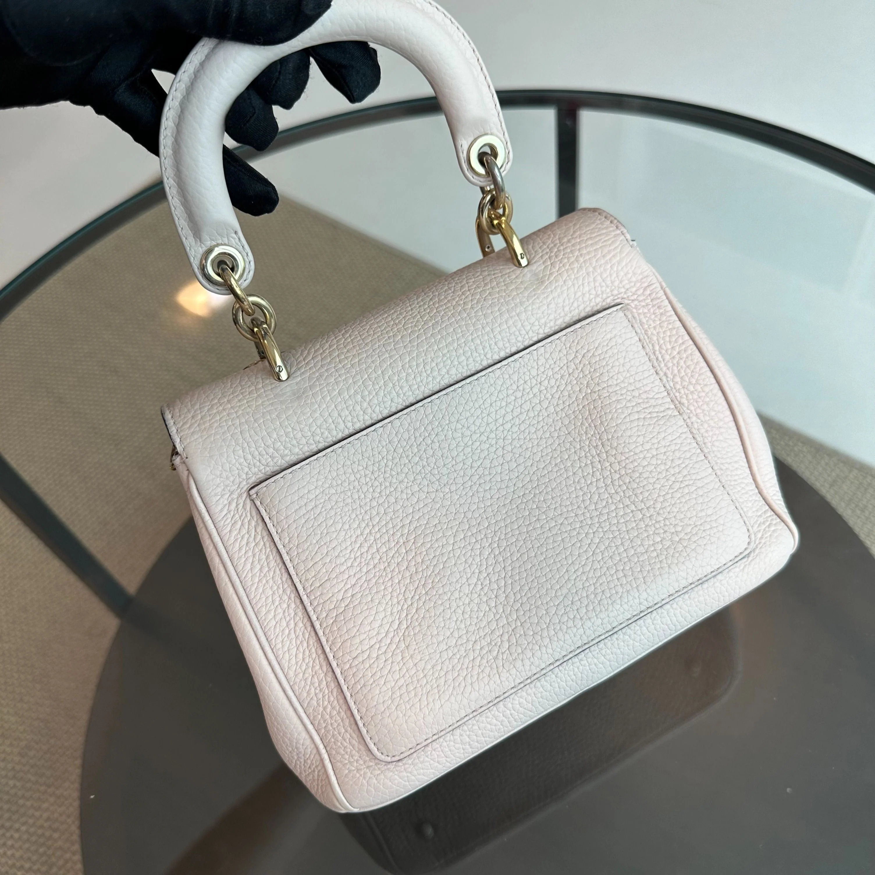 Dior Be Mini Sakura Pink Gold Grained Calfskin GHW - Best Luxury Designers