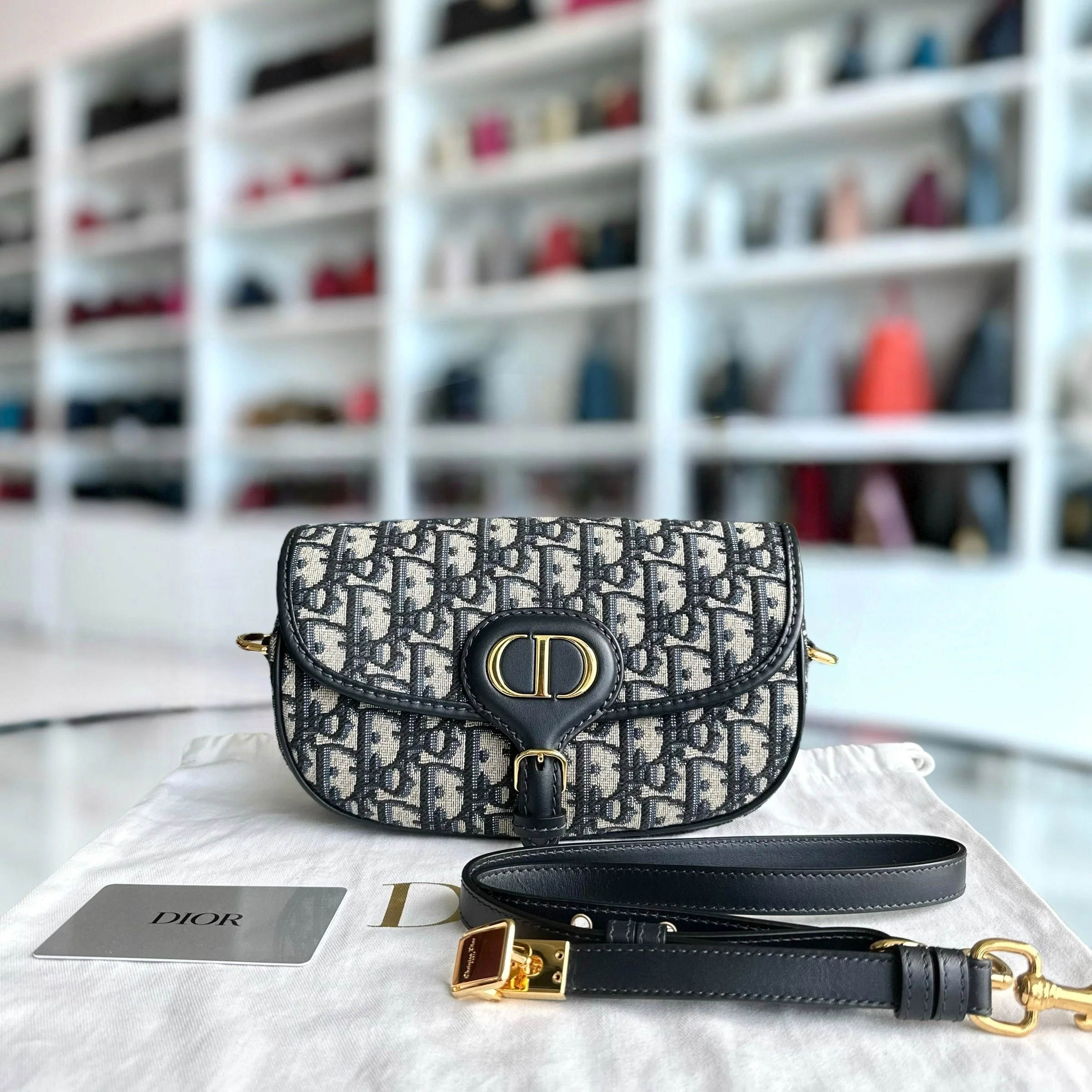 Dior Bobby East West 21CM Oblique Monogram Canavas Blue GHW - Best Luxury Designers