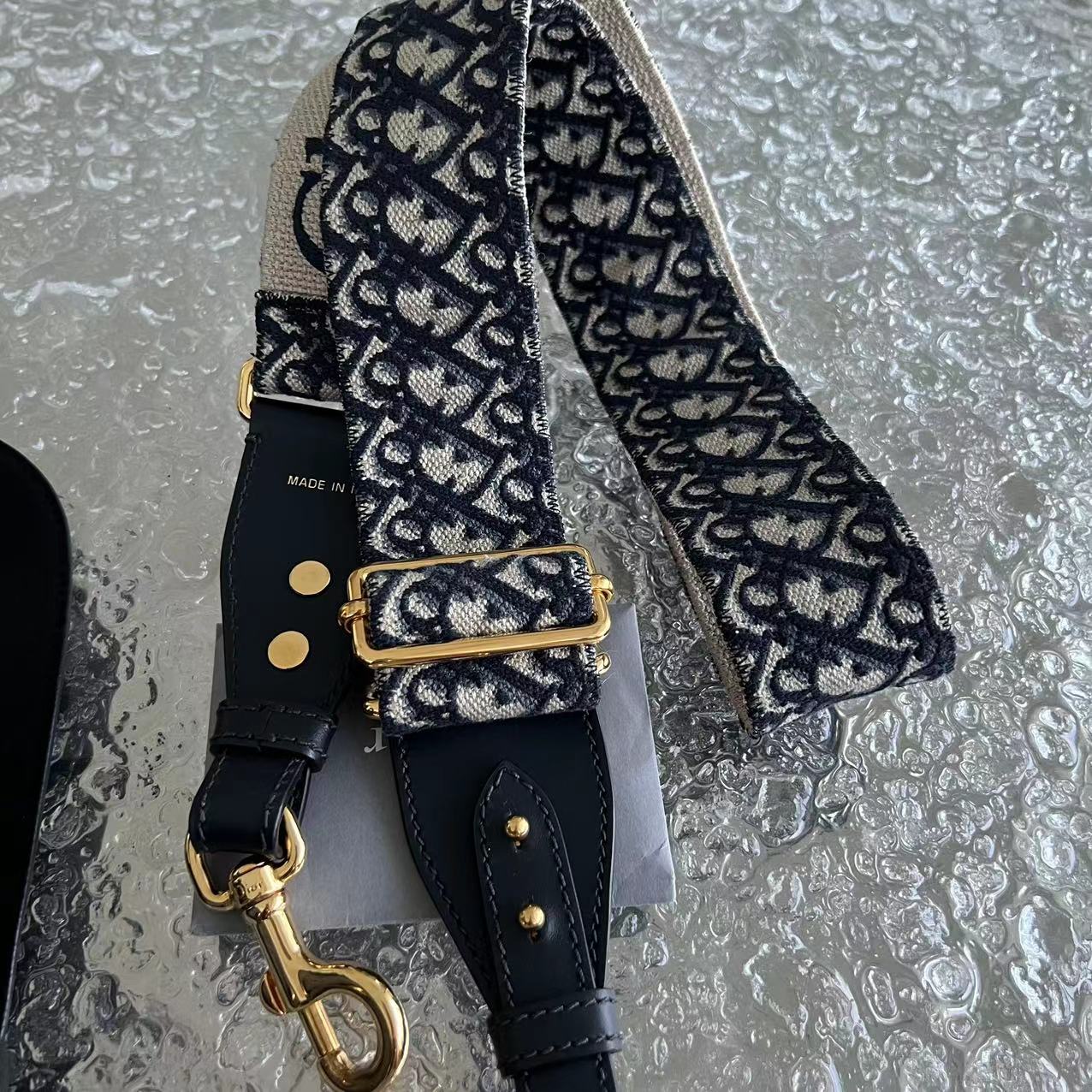 Dior Bobby Large Grained Calfskin Black Golden Hardware With Strap - Best Luxury Designers