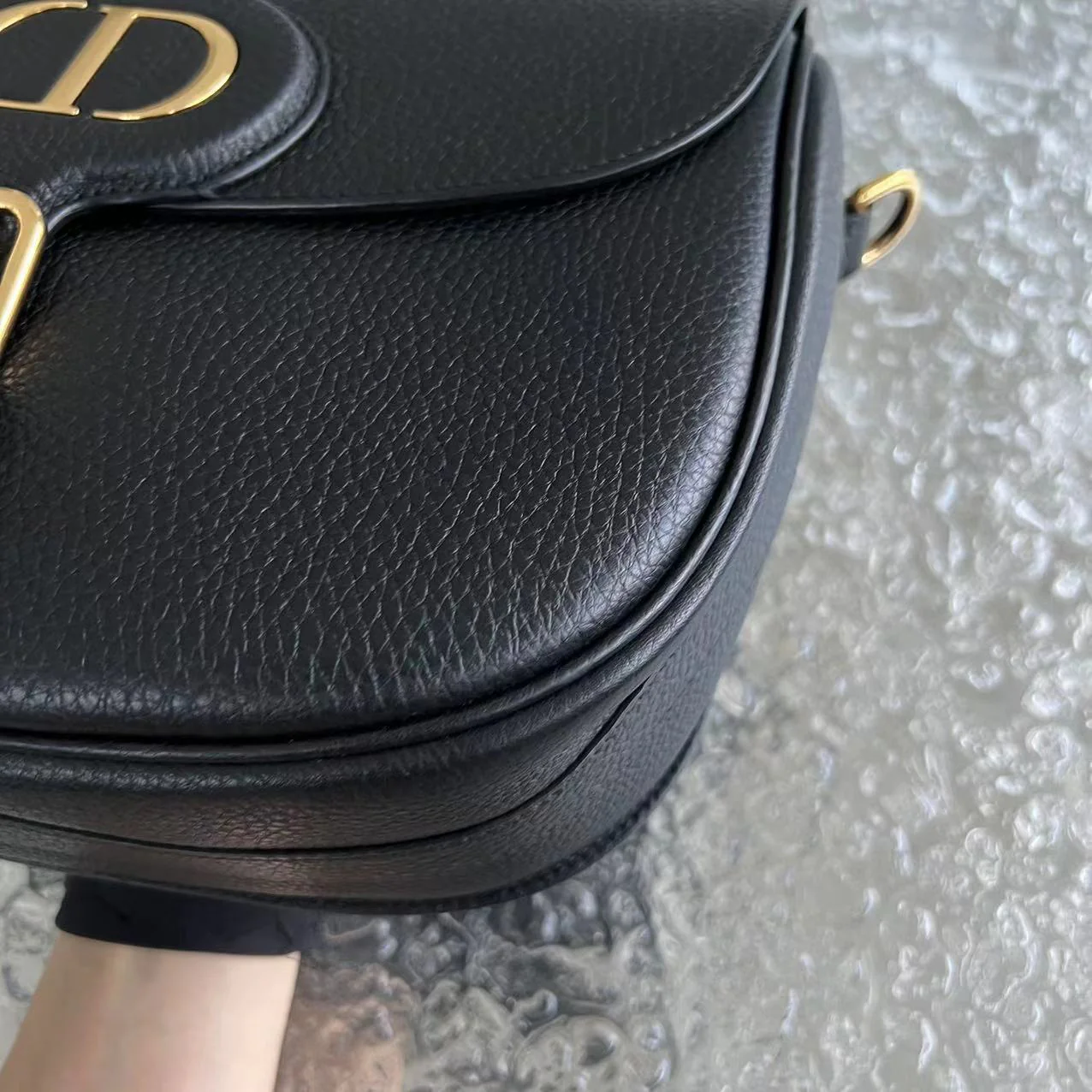 Dior Bobby Large Grained Calfskin Black Golden Hardware With Strap - Best Luxury Designers