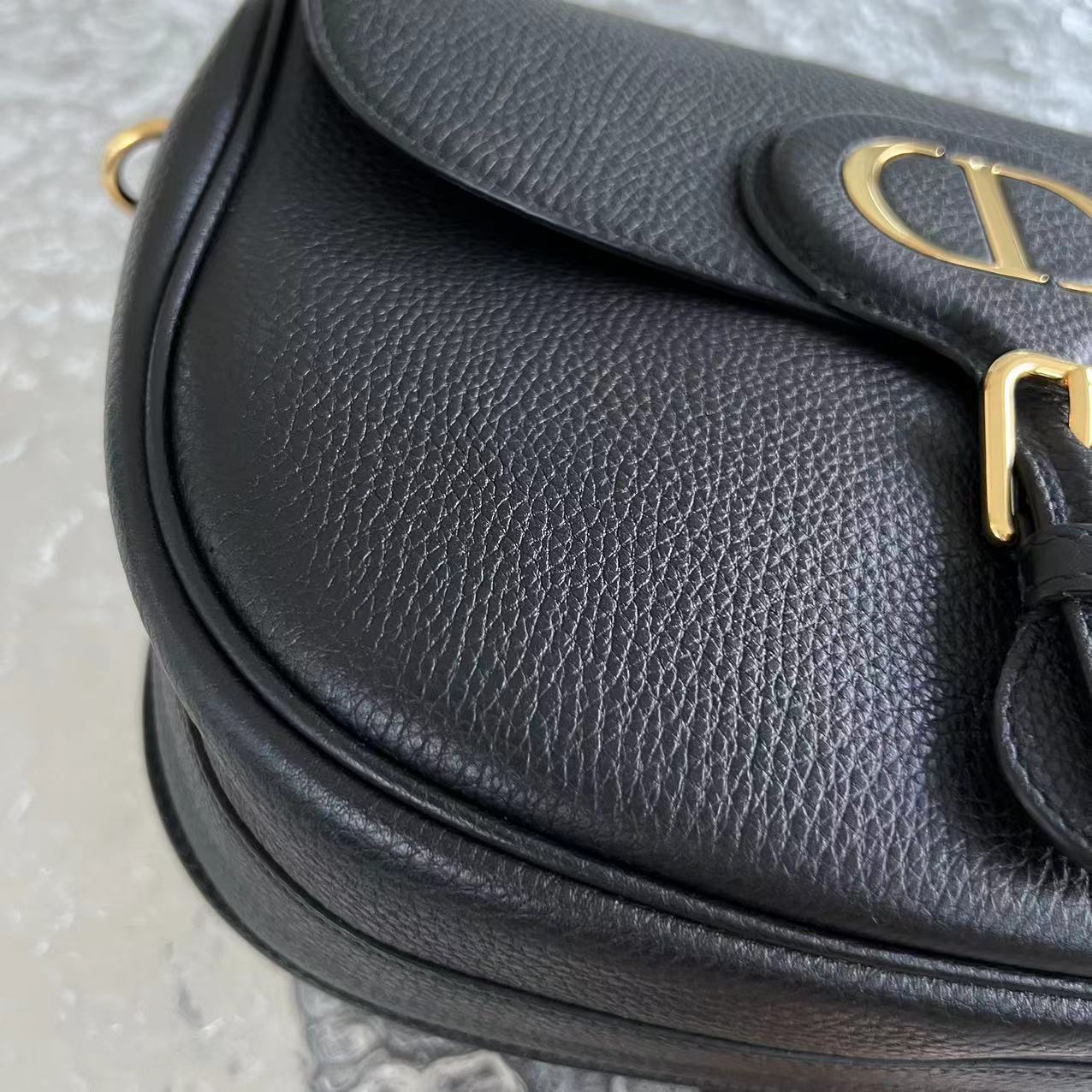 Dior Bobby Large Grained Calfskin Black Golden Hardware With Strap - Best Luxury Designers