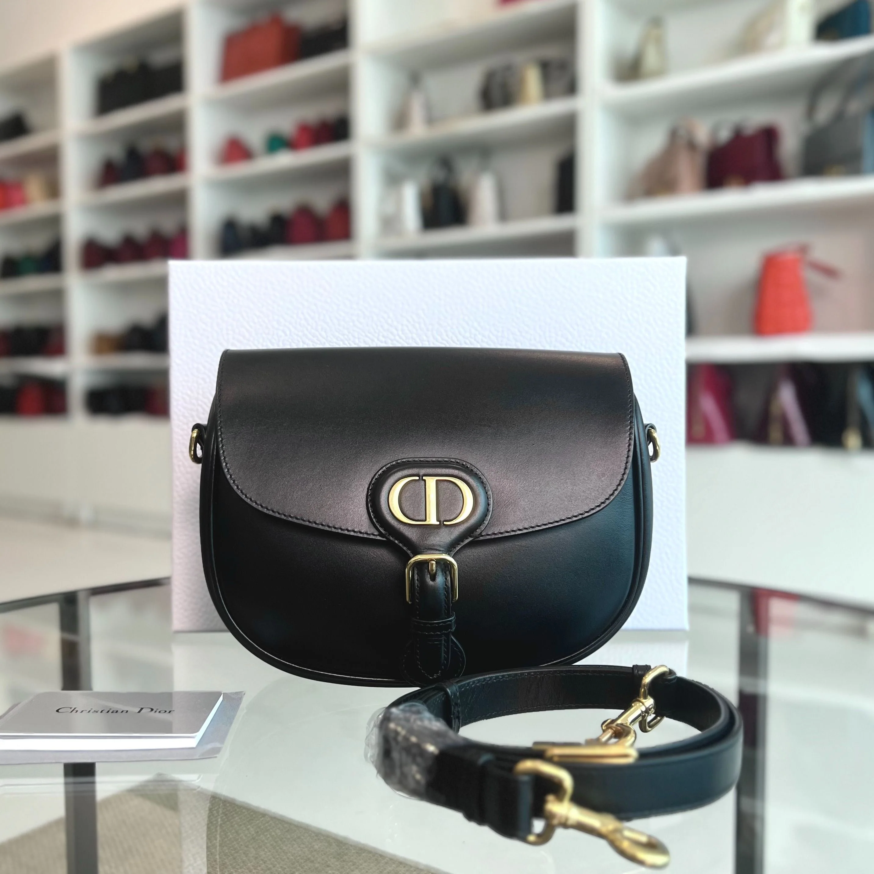 Dior Bobby Medium Black Flap Smooth Calfskin Leather Bag - Best Luxury Designers