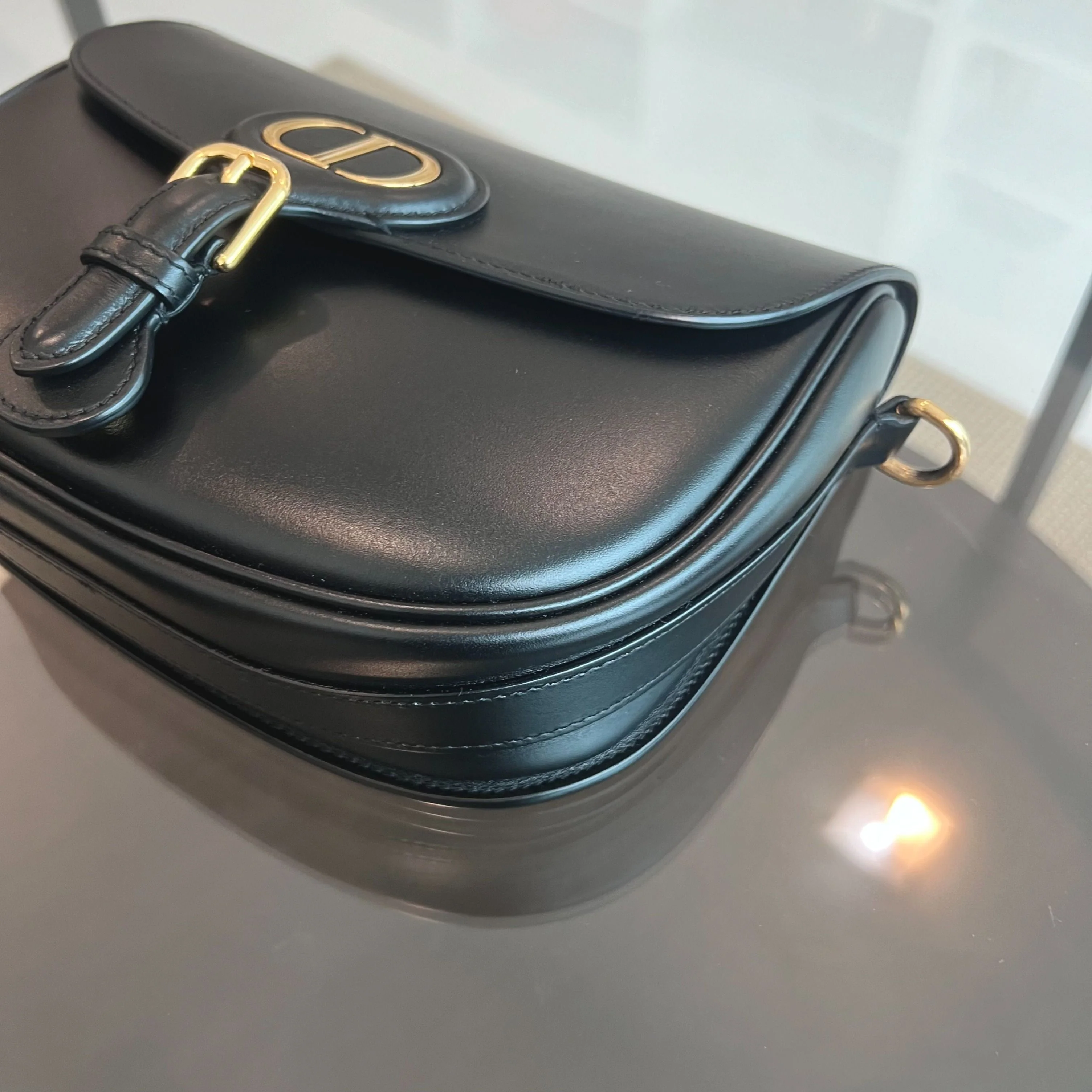 Dior Bobby Medium Black Flap Smooth Calfskin Leather Bag - Best Luxury Designers