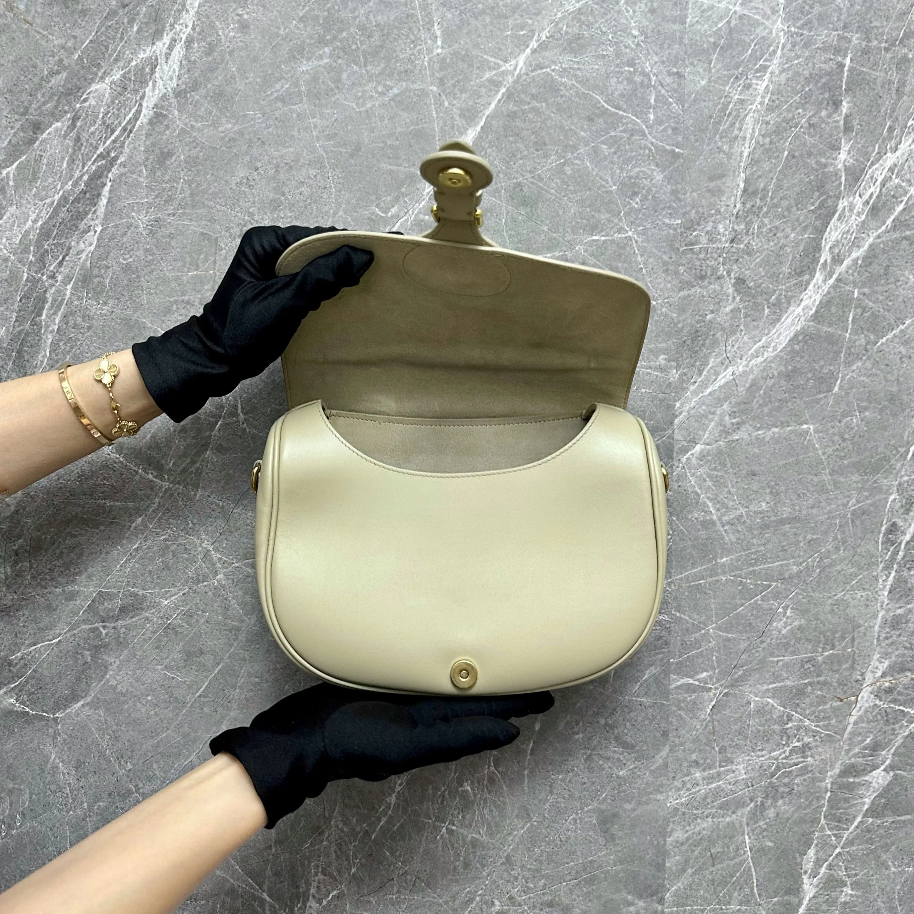 Dior Bobby Medium Flap Beige Smooth Calfskin GHW - Best Luxury Designers