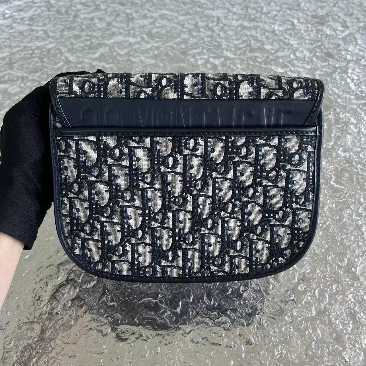 Dior Bobby Medium Oblique Monogram Canvas Dark Blue Golden Hardware - Best Luxury Designers