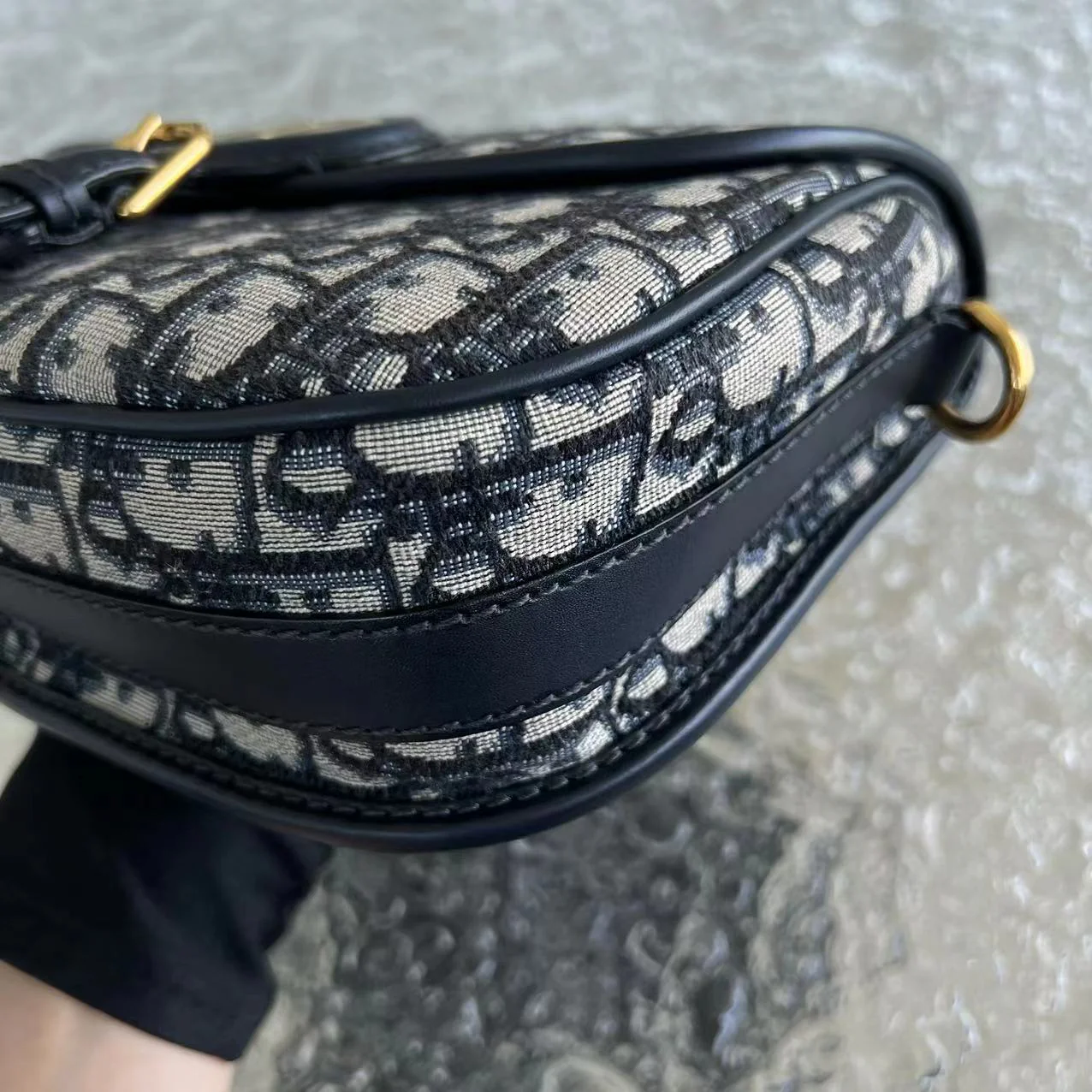 Dior Bobby Medium Oblique Monogram Canvas Dark Blue Golden Hardware - Best Luxury Designers