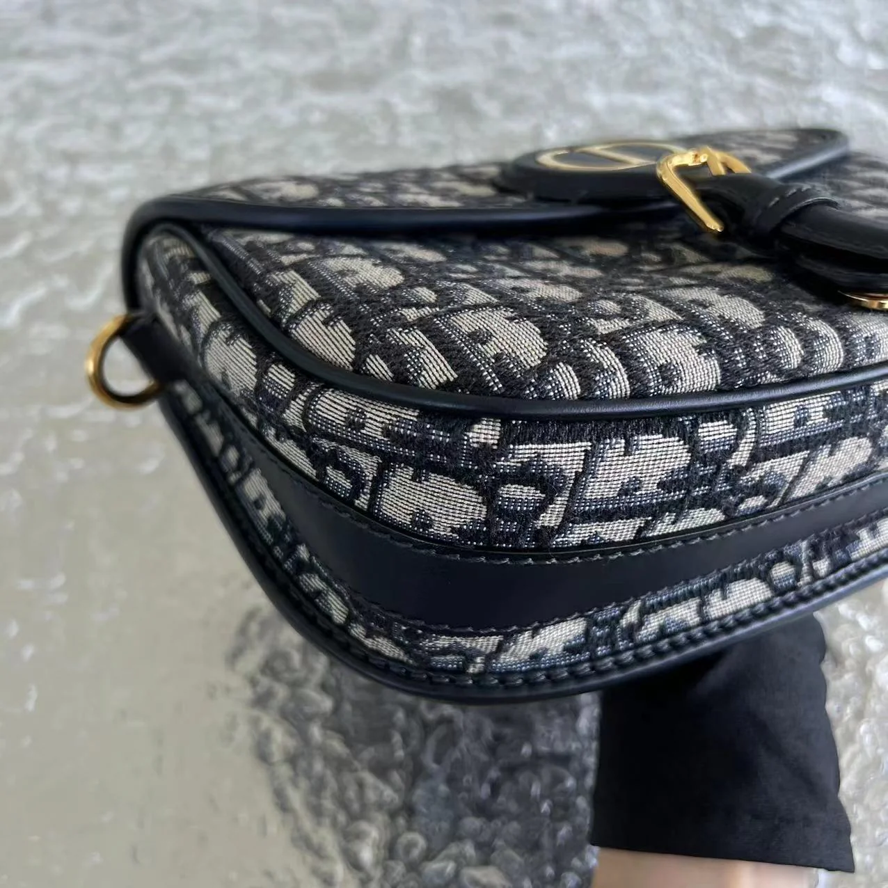 Dior Bobby Medium Oblique Monogram Canvas Dark Blue Golden Hardware - Best Luxury Designers