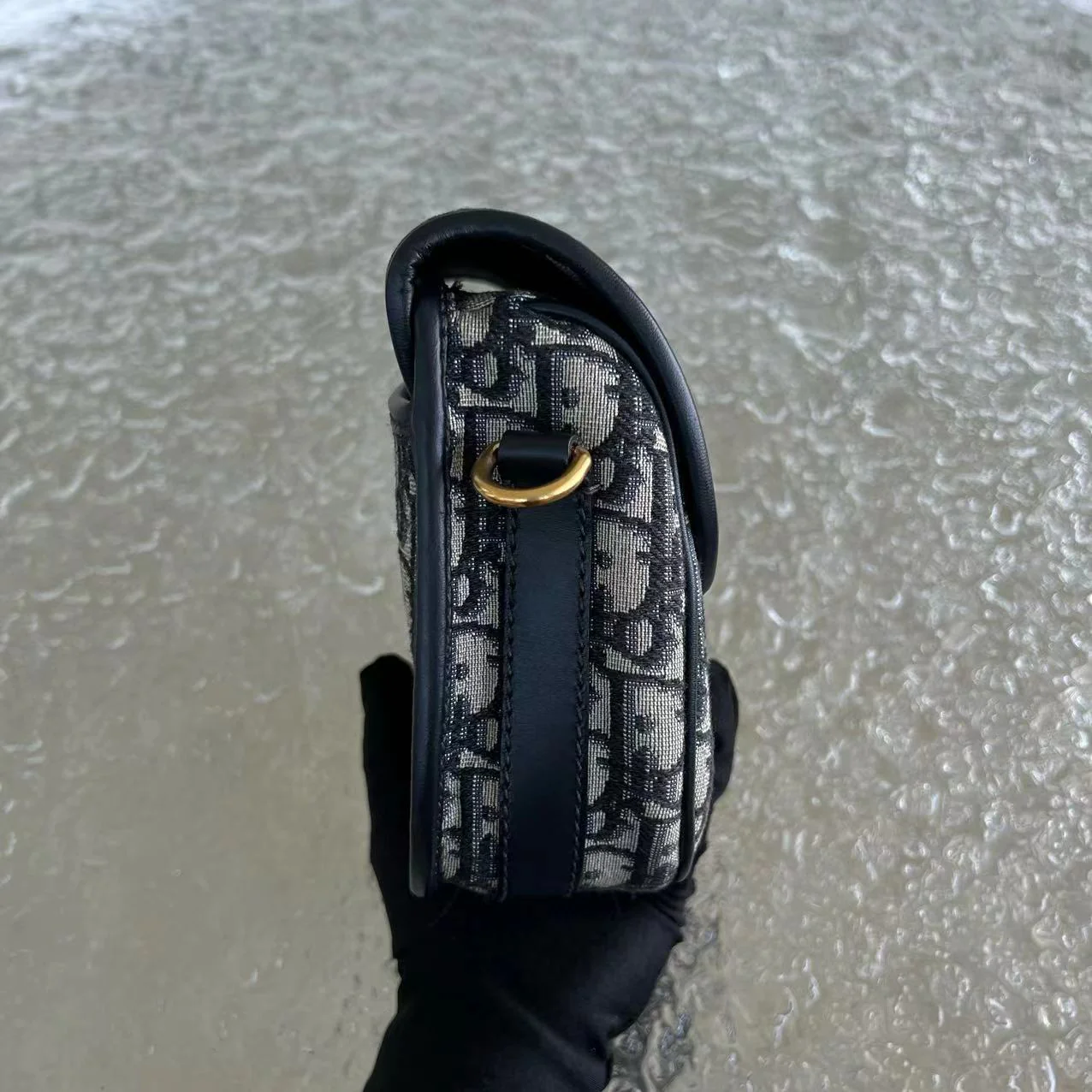 Dior Bobby Medium Oblique Monogram Canvas Dark Blue Golden Hardware - Best Luxury Designers