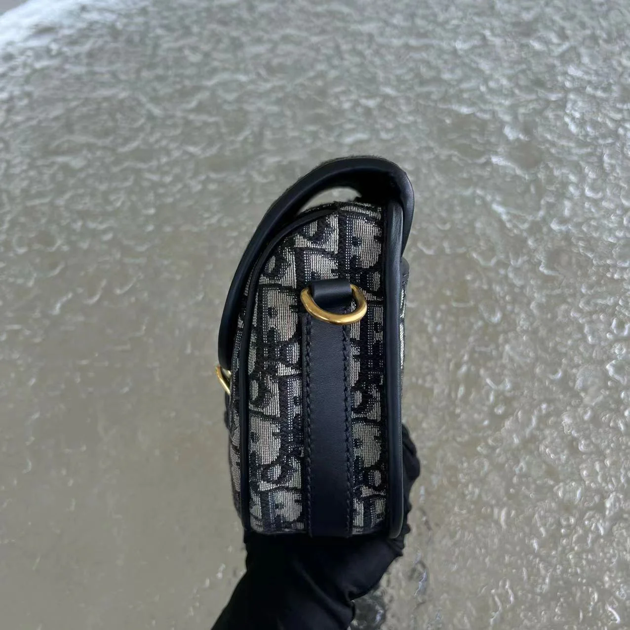 Dior Bobby Medium Oblique Monogram Canvas Dark Blue Golden Hardware - Best Luxury Designers