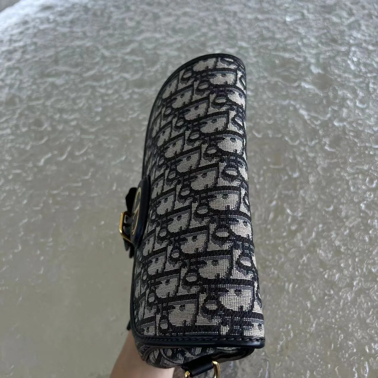 Dior Bobby Medium Oblique Monogram Canvas Dark Blue Golden Hardware - Best Luxury Designers