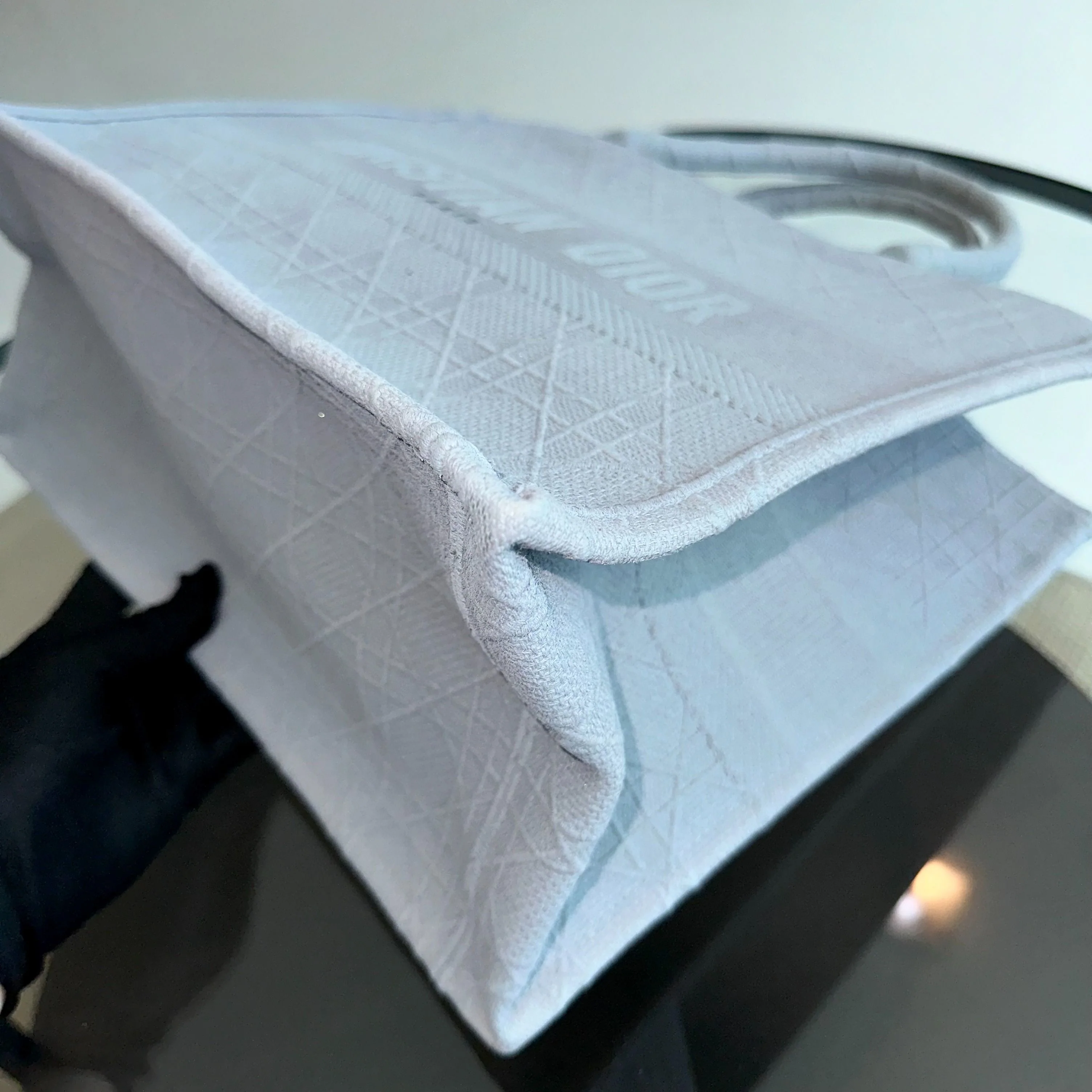 Dior Book Tote Medium Cannage Embroidery Canvas Gray Bag - Best Luxury Designers