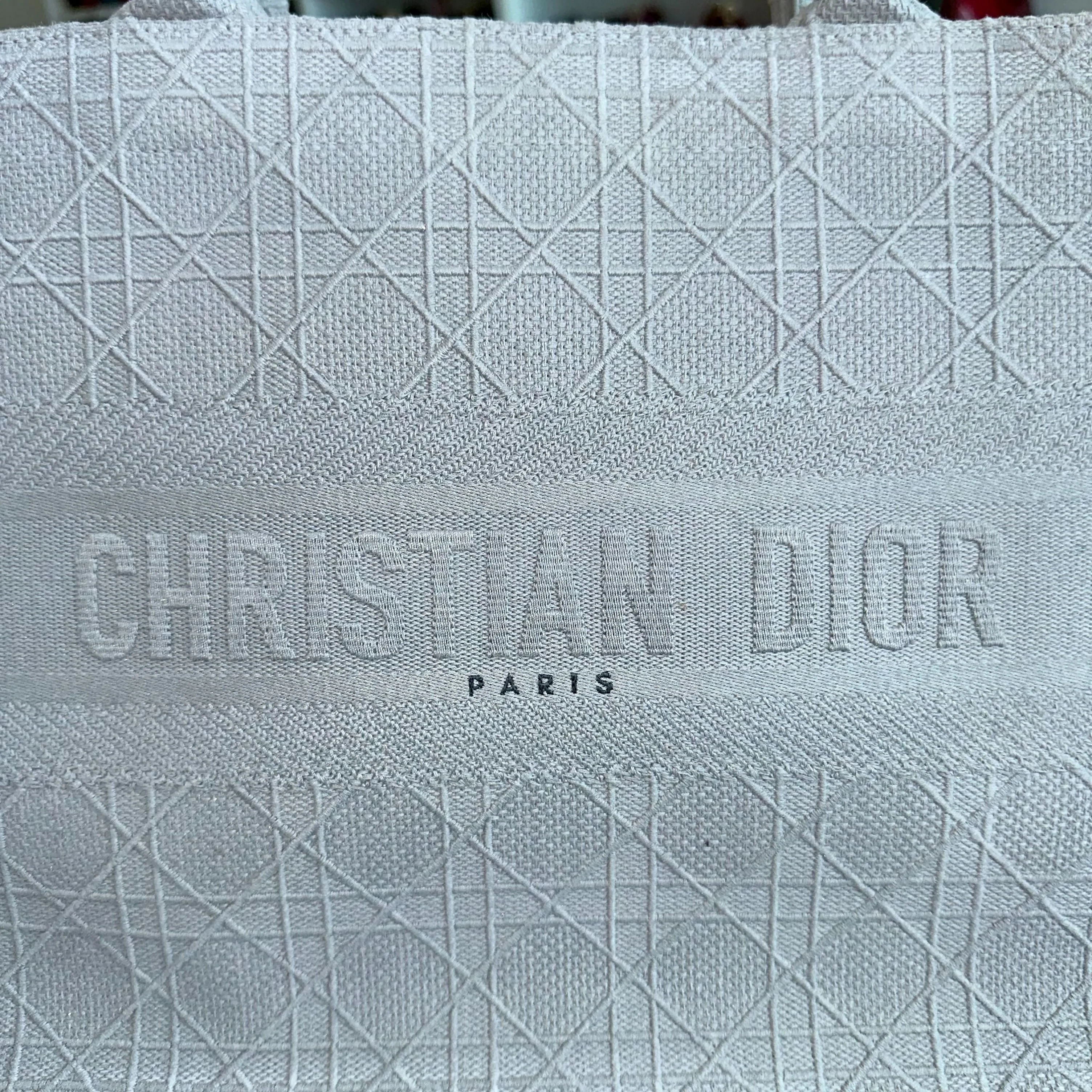 Dior Book Tote Medium Cannage Embroidery Canvas Gray Bag - Best Luxury Designers