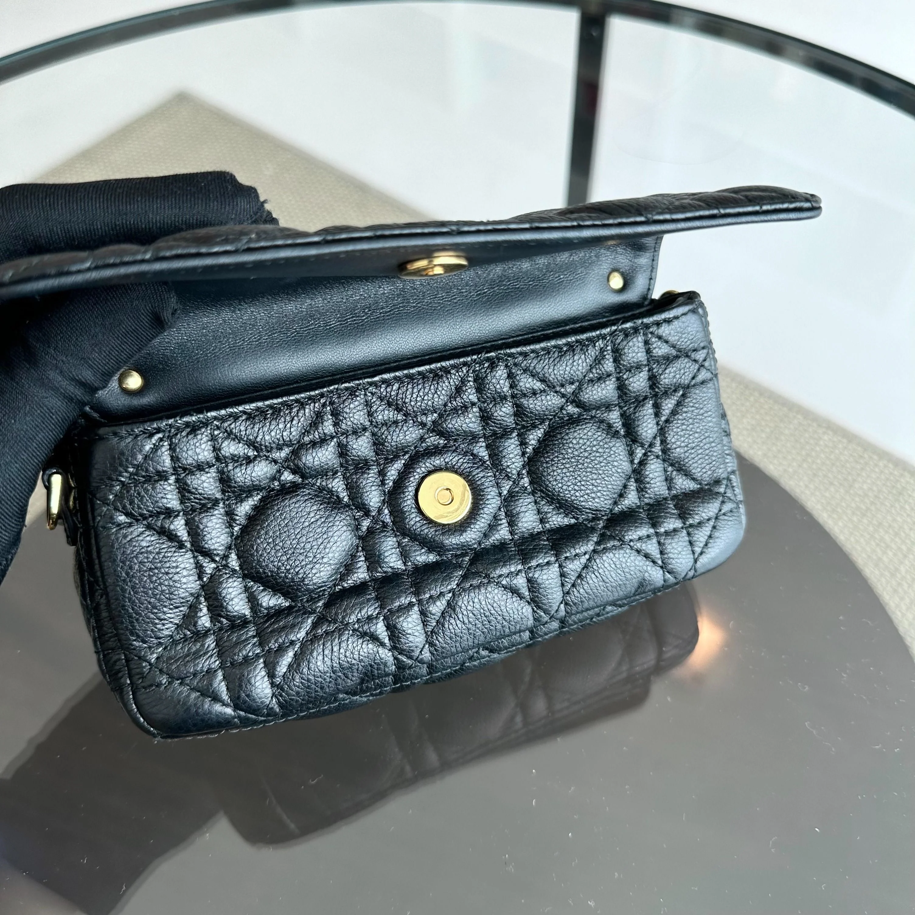Dior Caro Pouch WOC Wallet On Chain Cannage Grained Calfskin Black GHW - Best Luxury Designers