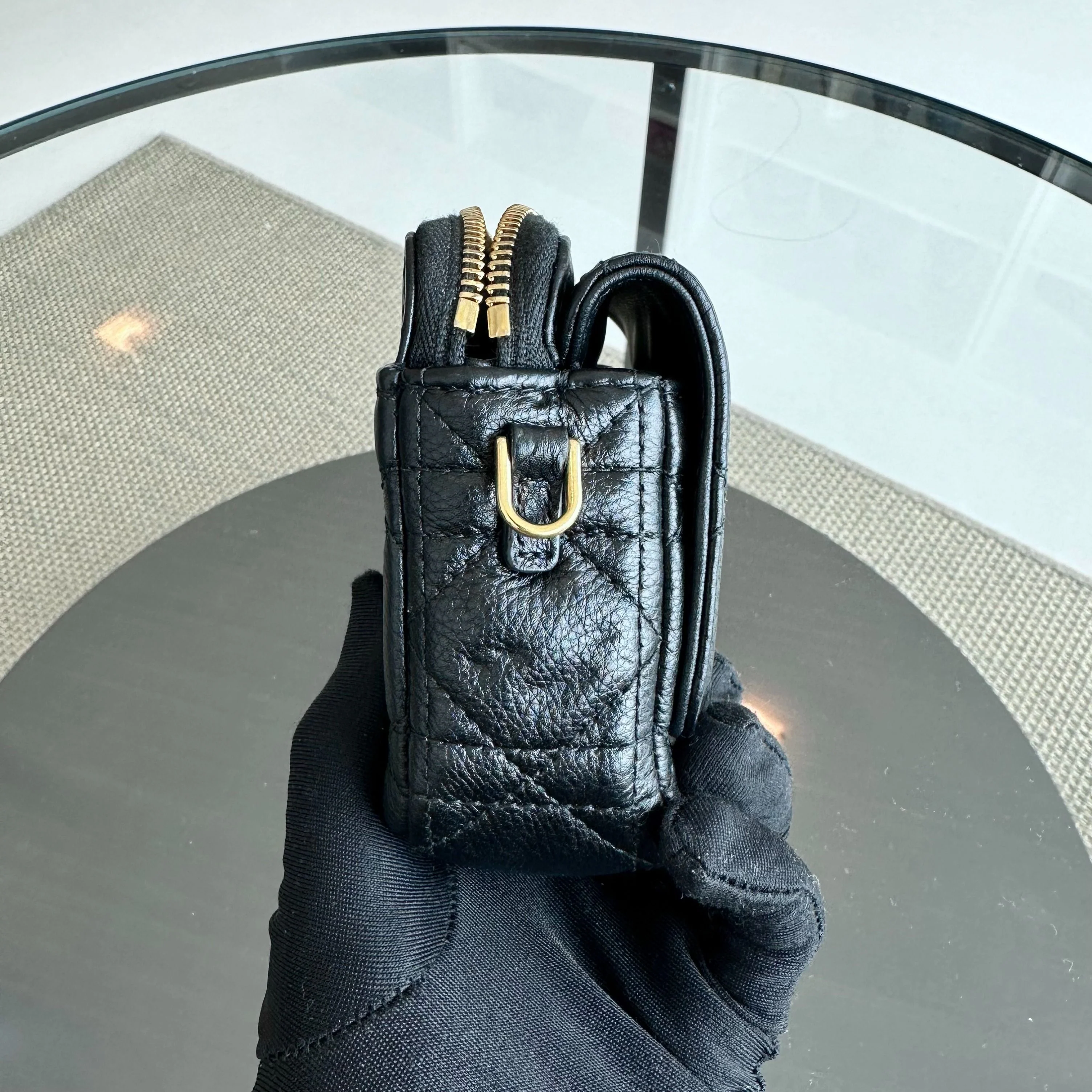 Dior Caro Pouch WOC Wallet On Chain Cannage Grained Calfskin Black GHW - Best Luxury Designers