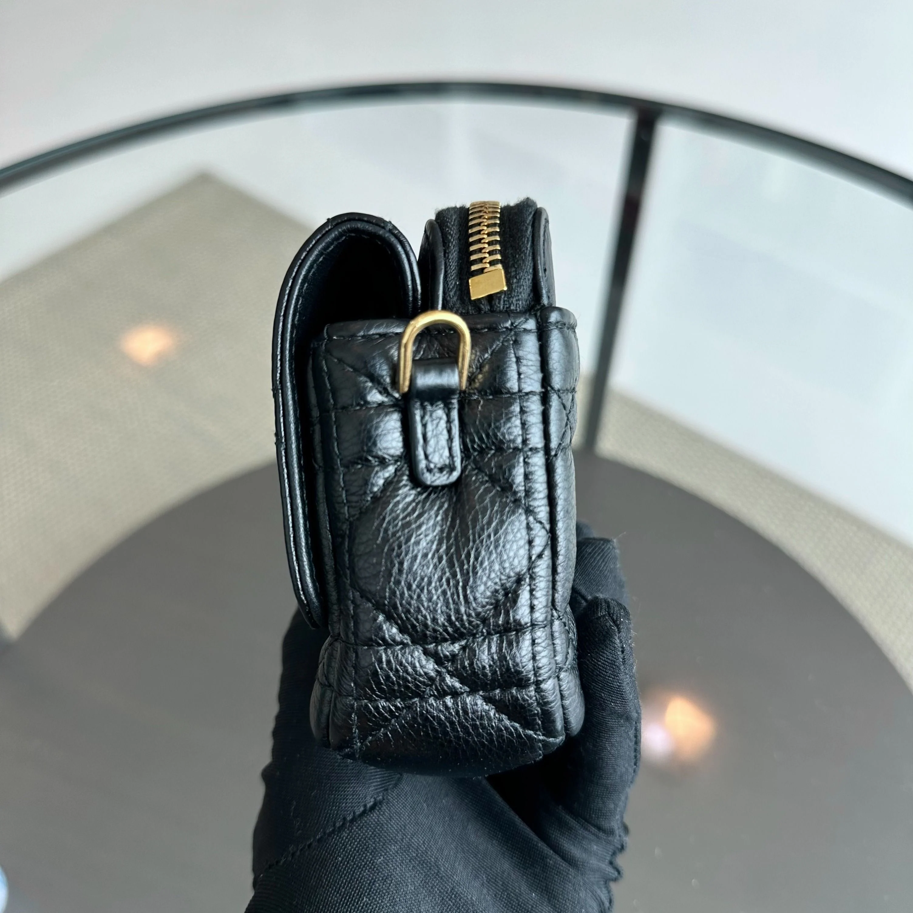 Dior Caro Pouch WOC Wallet On Chain Cannage Grained Calfskin Black GHW - Best Luxury Designers