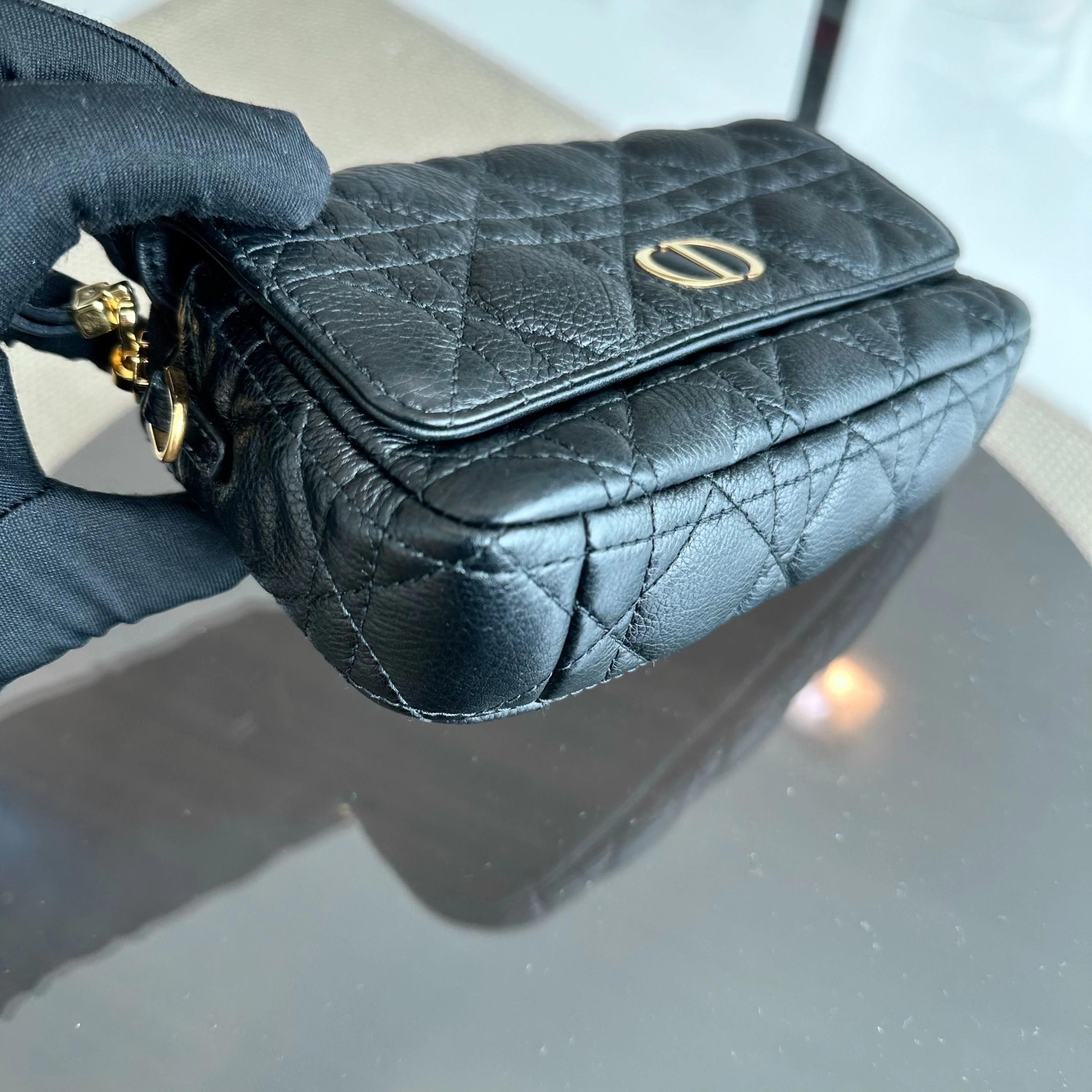 Dior Caro Pouch WOC Wallet On Chain Cannage Grained Calfskin Black GHW - Best Luxury Designers
