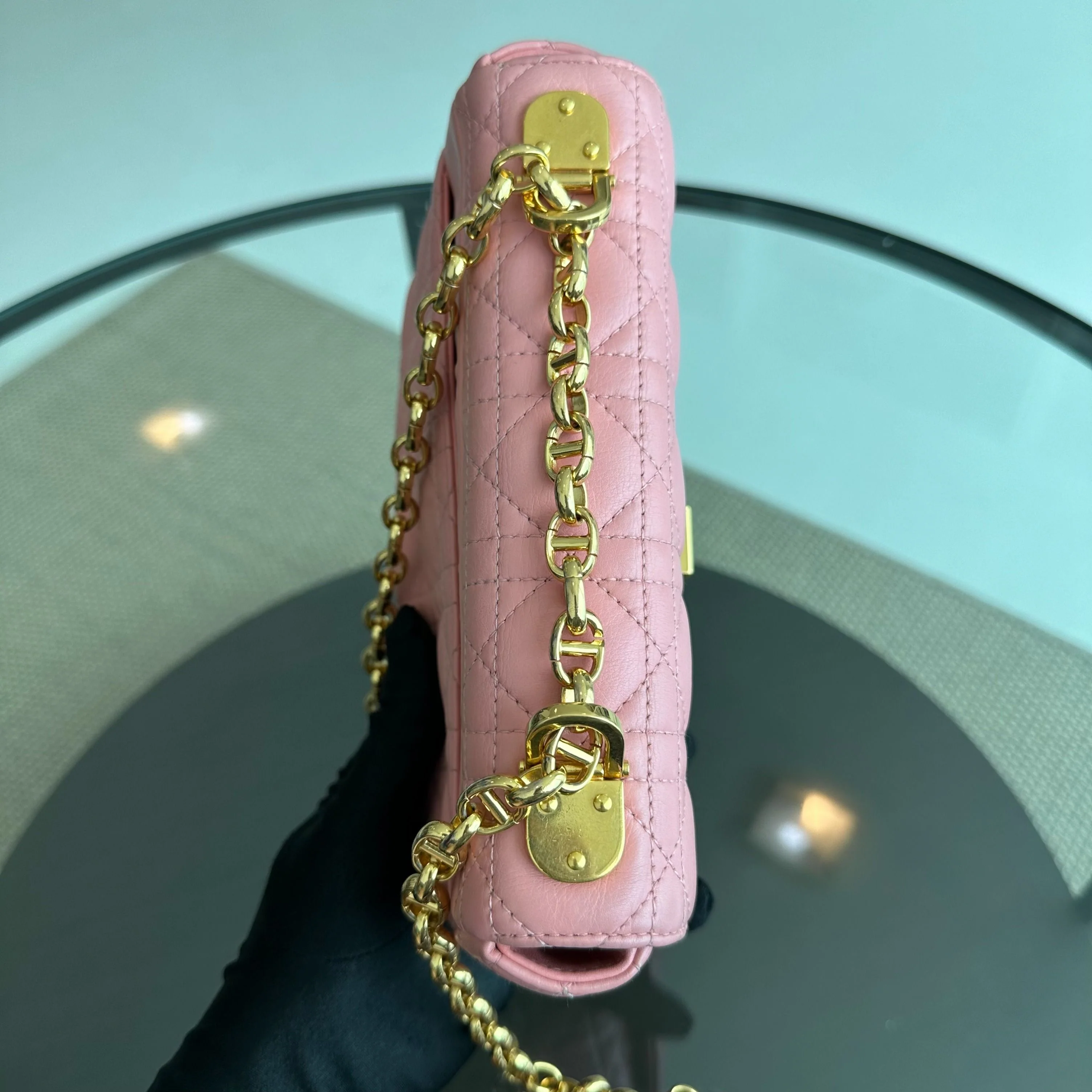 Dior Caro Small Cannage Flap Bag Light Pink Calfskin GHW - Best Luxury Designers