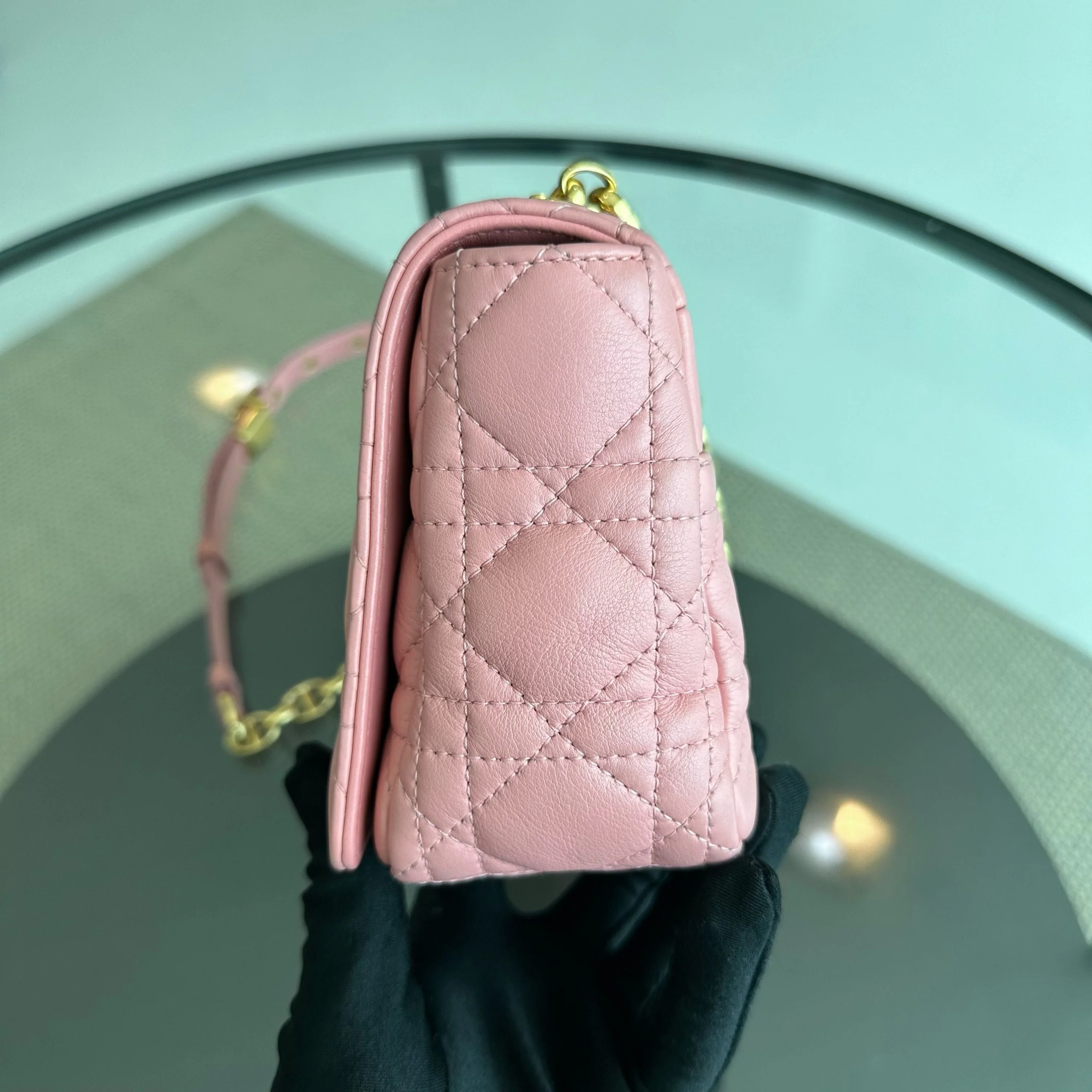 Dior Caro Small Cannage Flap Bag Light Pink Calfskin GHW - Best Luxury Designers