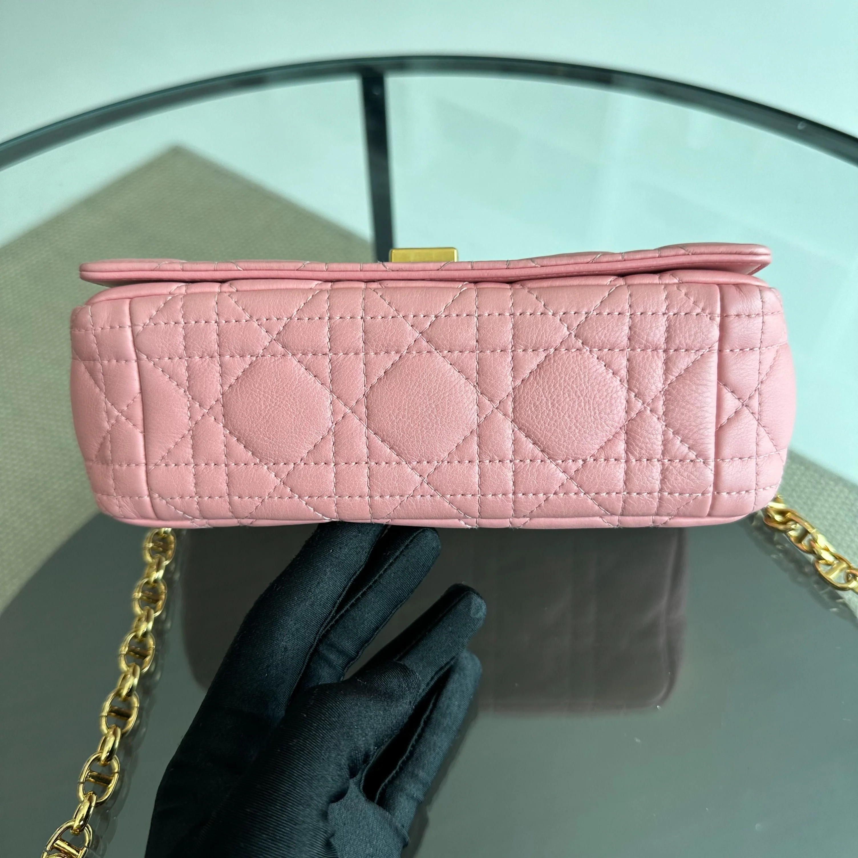 Dior Caro Small Cannage Flap Bag Light Pink Calfskin GHW - Best Luxury Designers