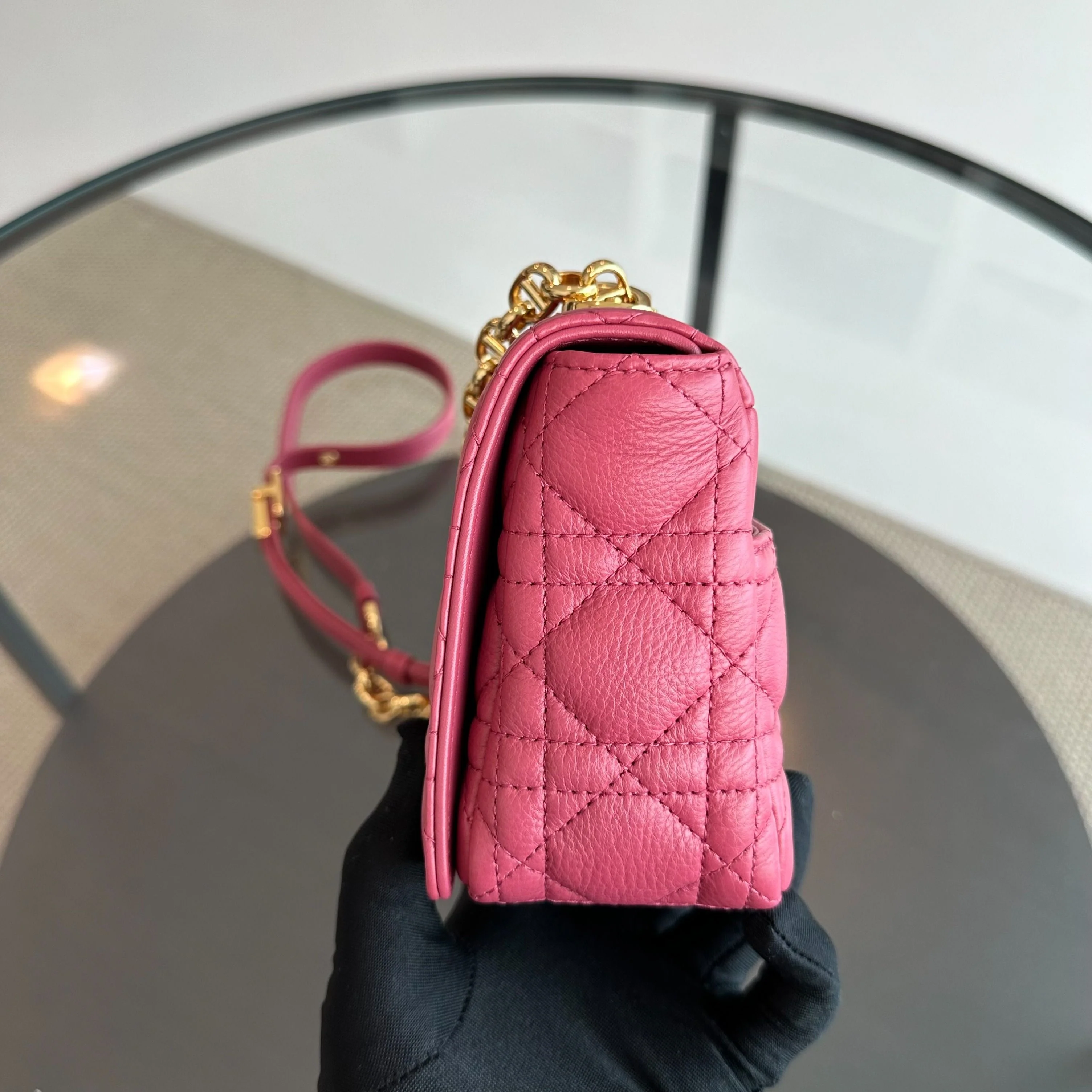 Dior Caro Small Cannage Flap Bag Pink Calfskin GHW - Best Luxury Designers