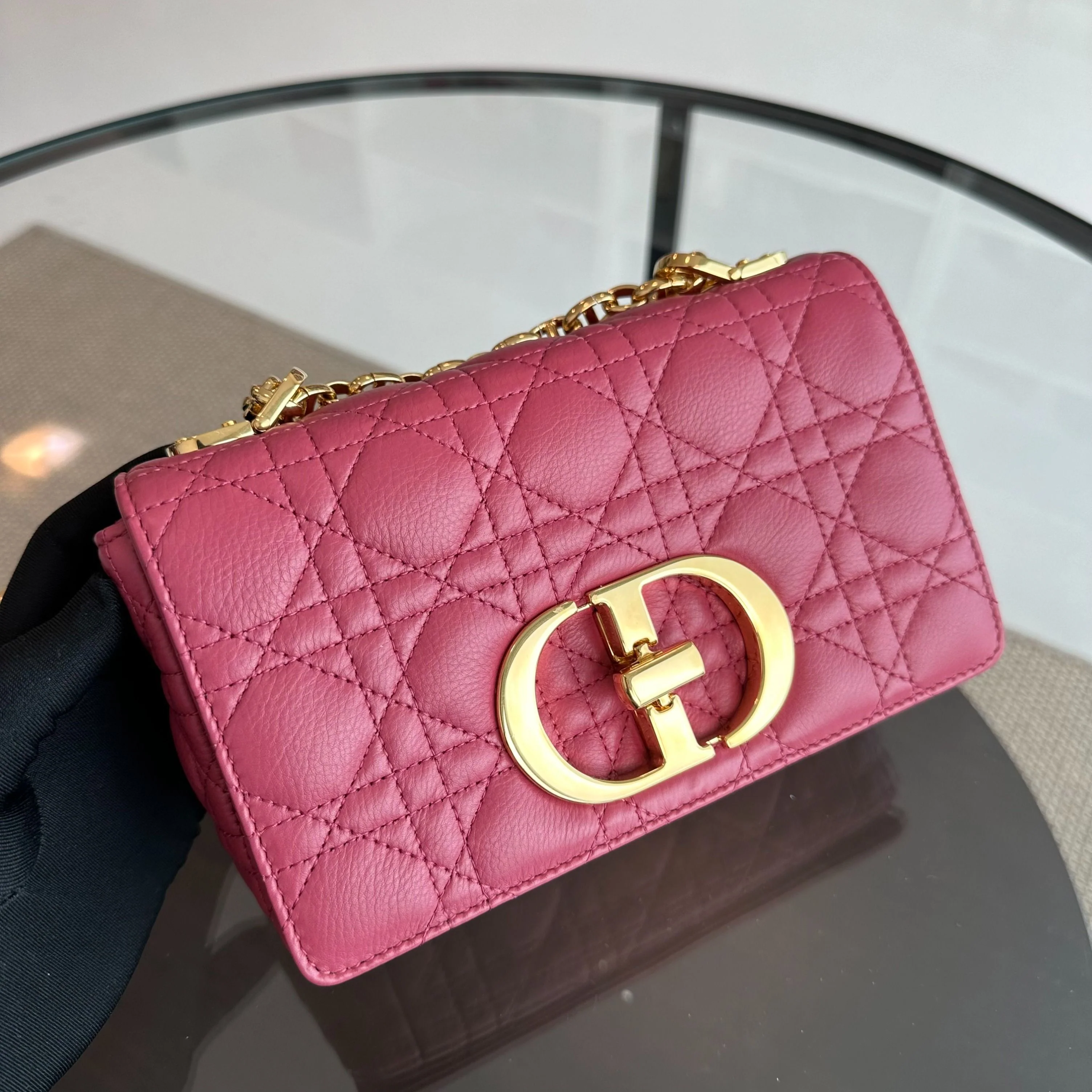 Dior Caro Small Cannage Flap Bag Pink Calfskin GHW - Best Luxury Designers
