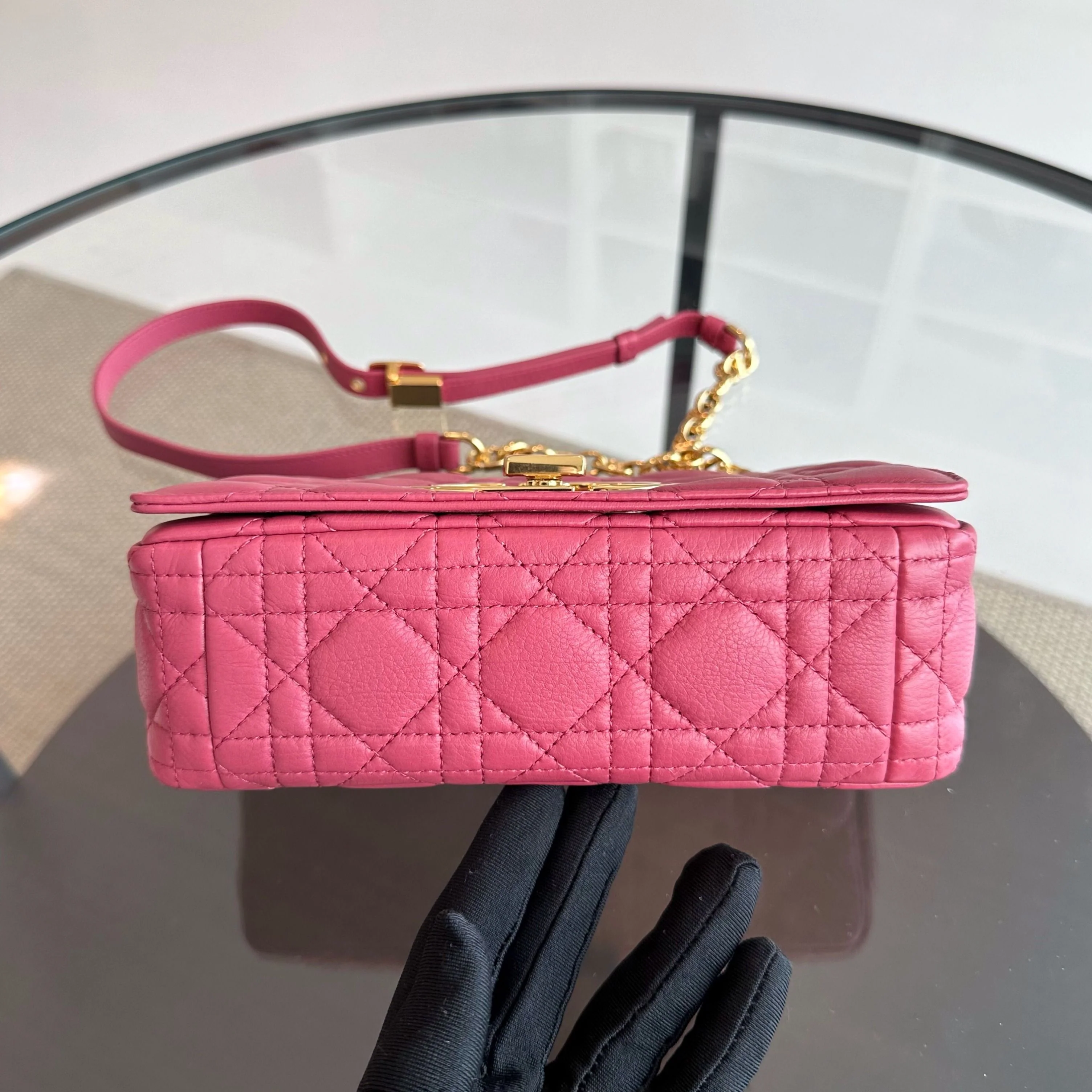Dior Caro Small Cannage Flap Bag Pink Calfskin GHW - Best Luxury Designers