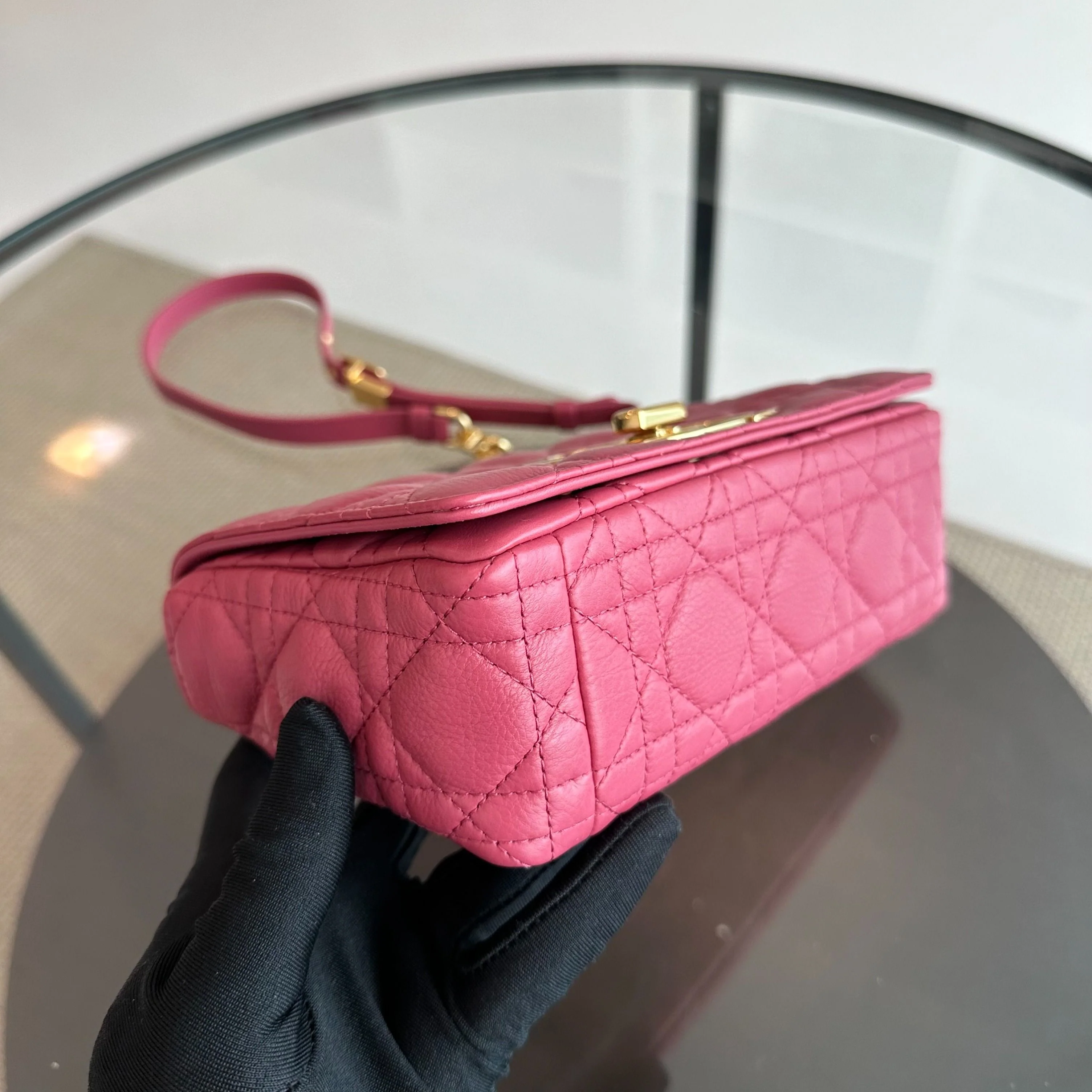 Dior Caro Small Cannage Flap Bag Pink Calfskin GHW - Best Luxury Designers