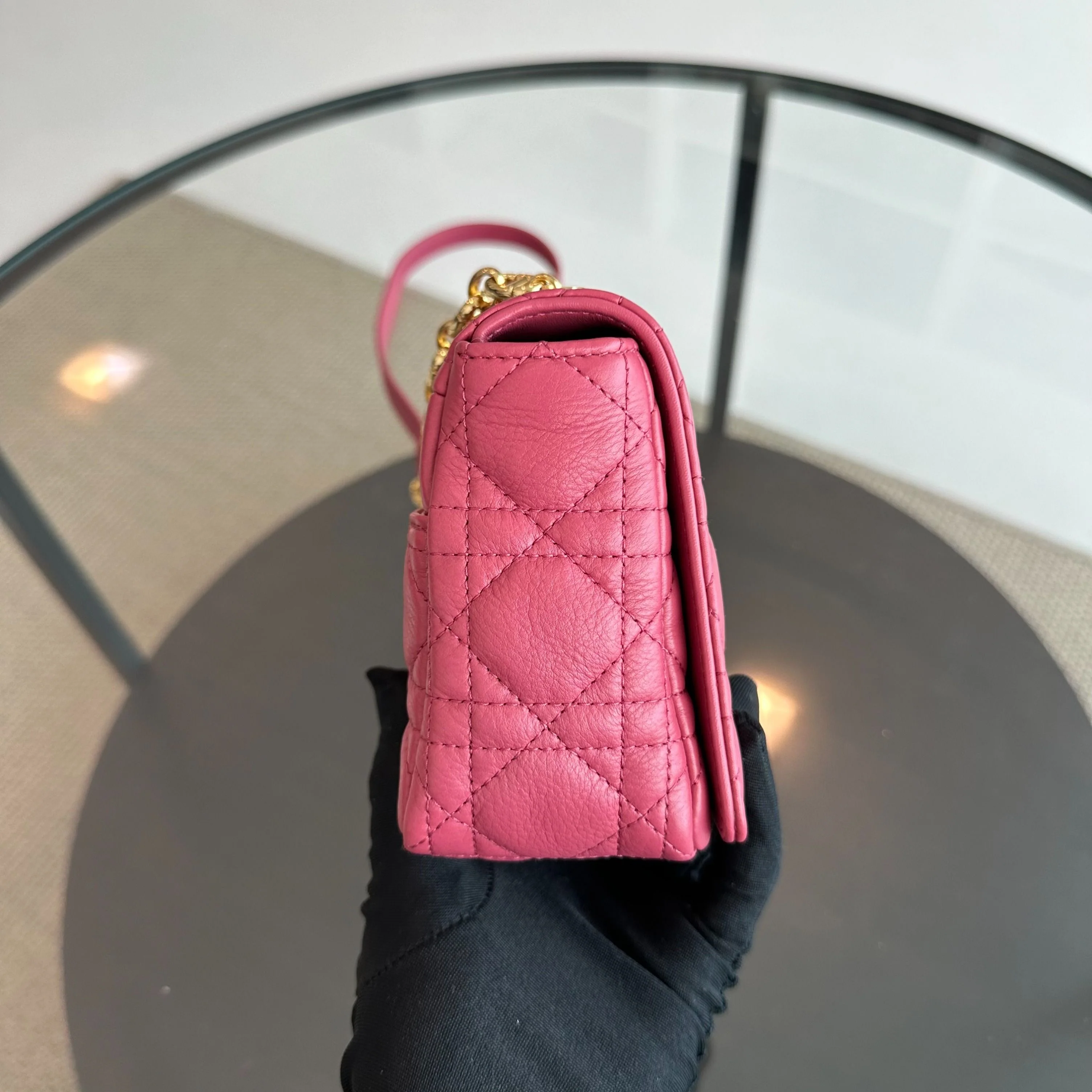 Dior Caro Small Cannage Flap Bag Pink Calfskin GHW - Best Luxury Designers