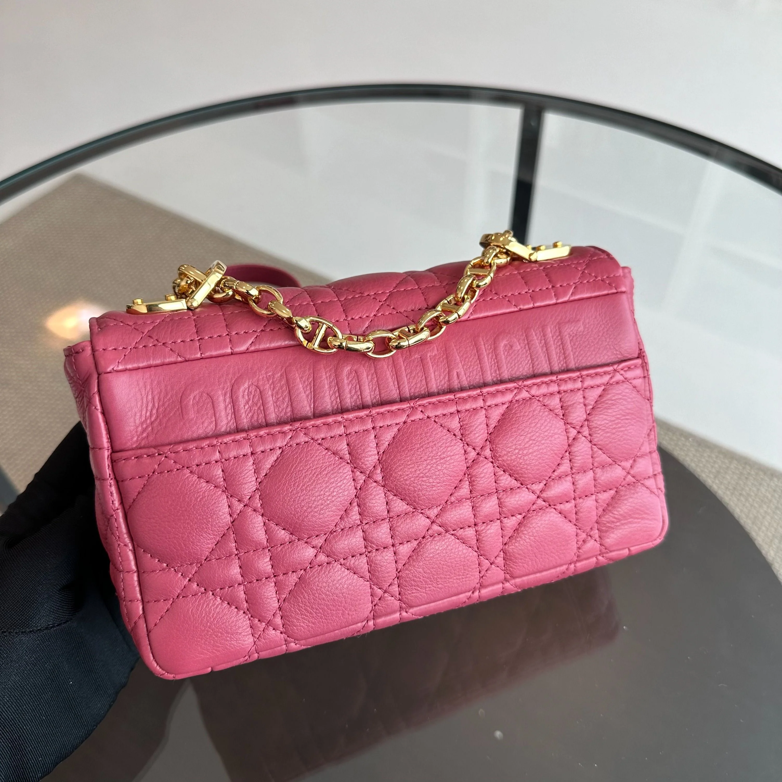 Dior Caro Small Cannage Flap Bag Pink Calfskin GHW - Best Luxury Designers
