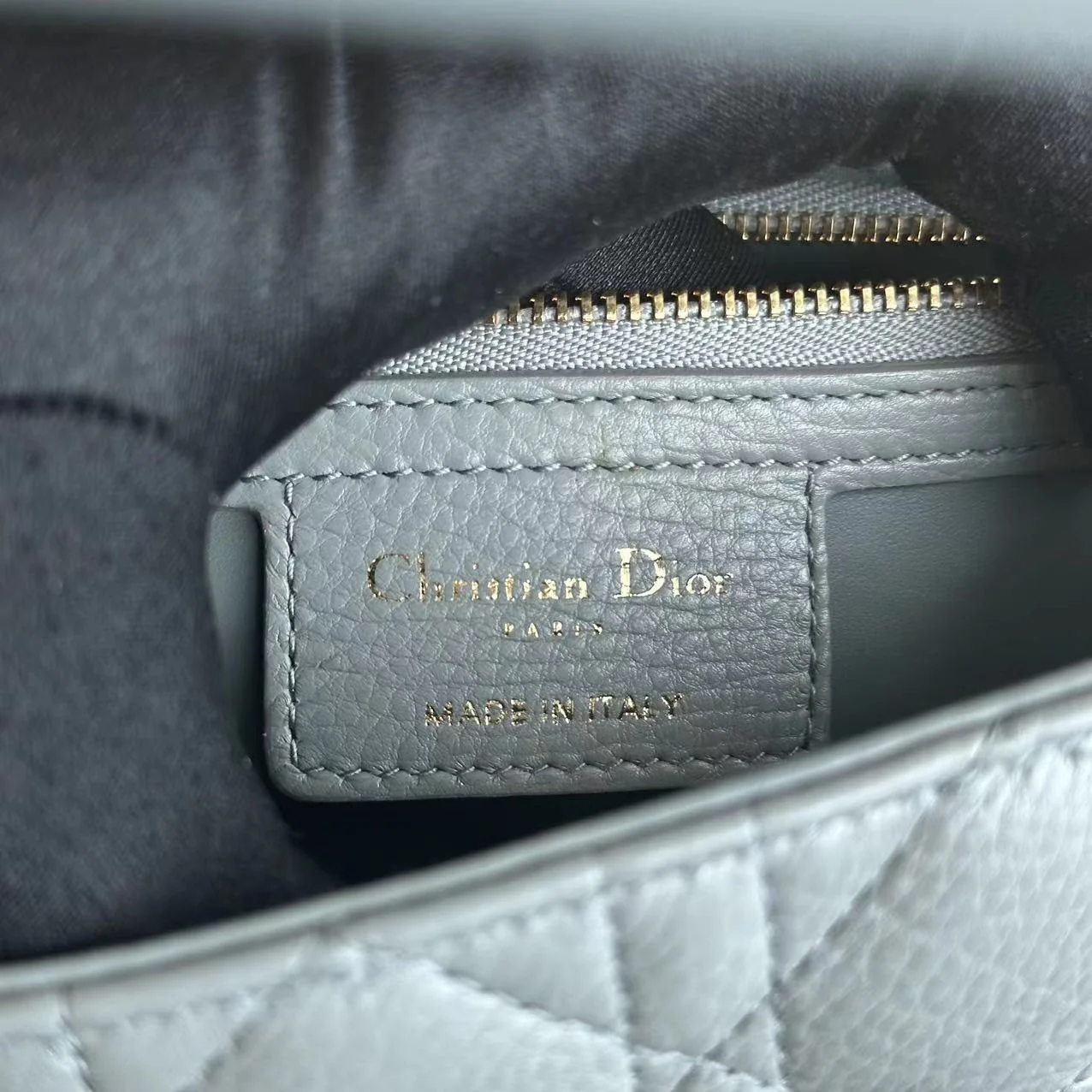 Dior Caro Small Cannage Grained Calfskin Gray Grey GHW - Best Luxury Designers