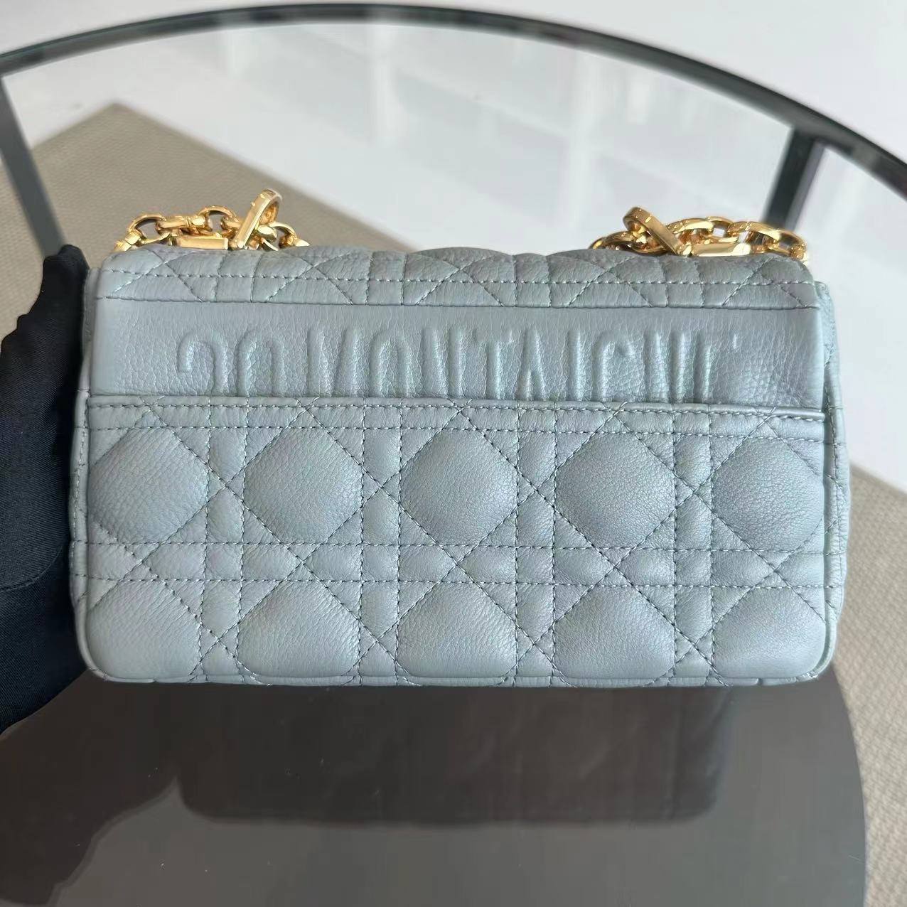 Dior Caro Small Cannage Grained Calfskin Gray Grey GHW - Best Luxury Designers