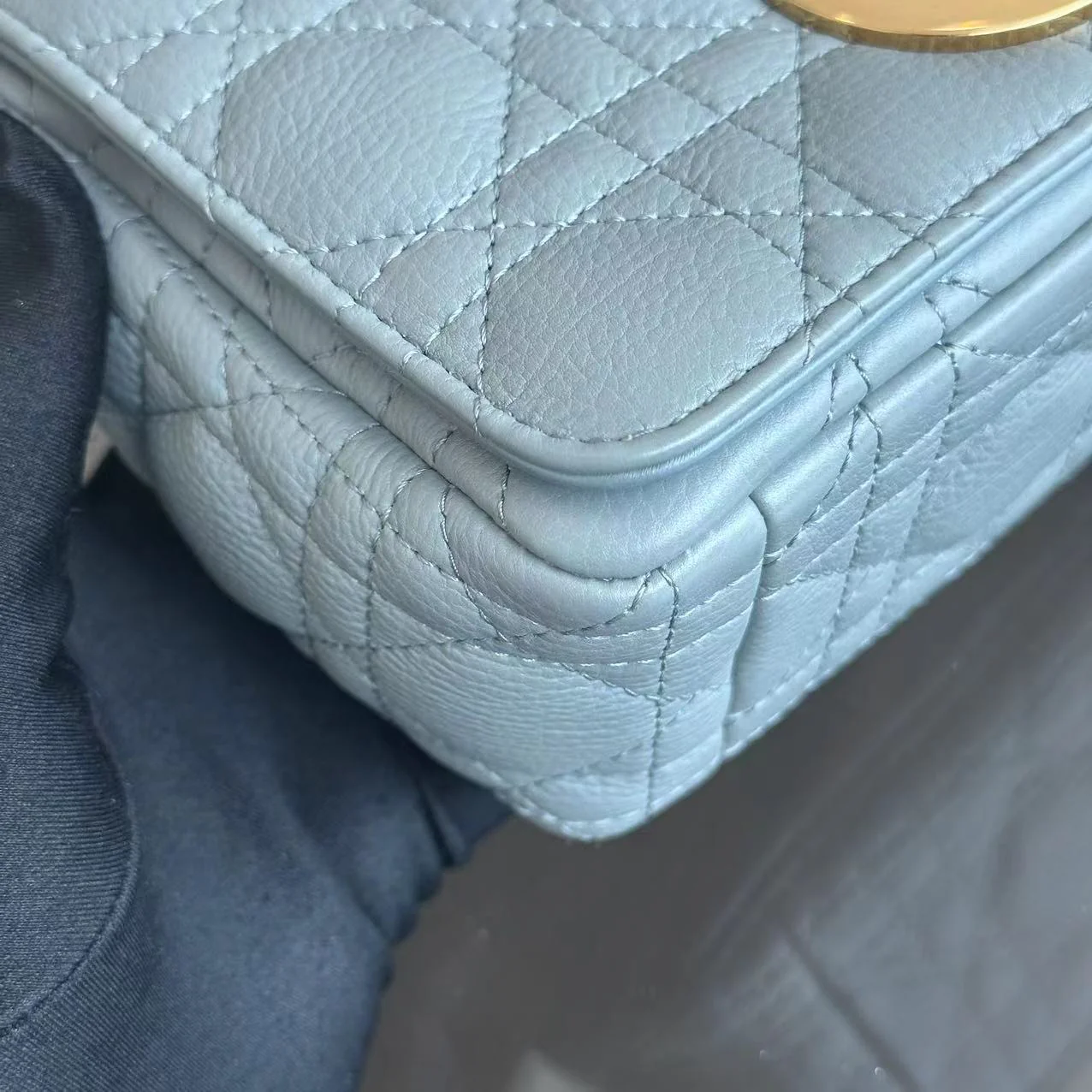 Dior Caro Small Cannage Grained Calfskin Gray Grey GHW - Best Luxury Designers