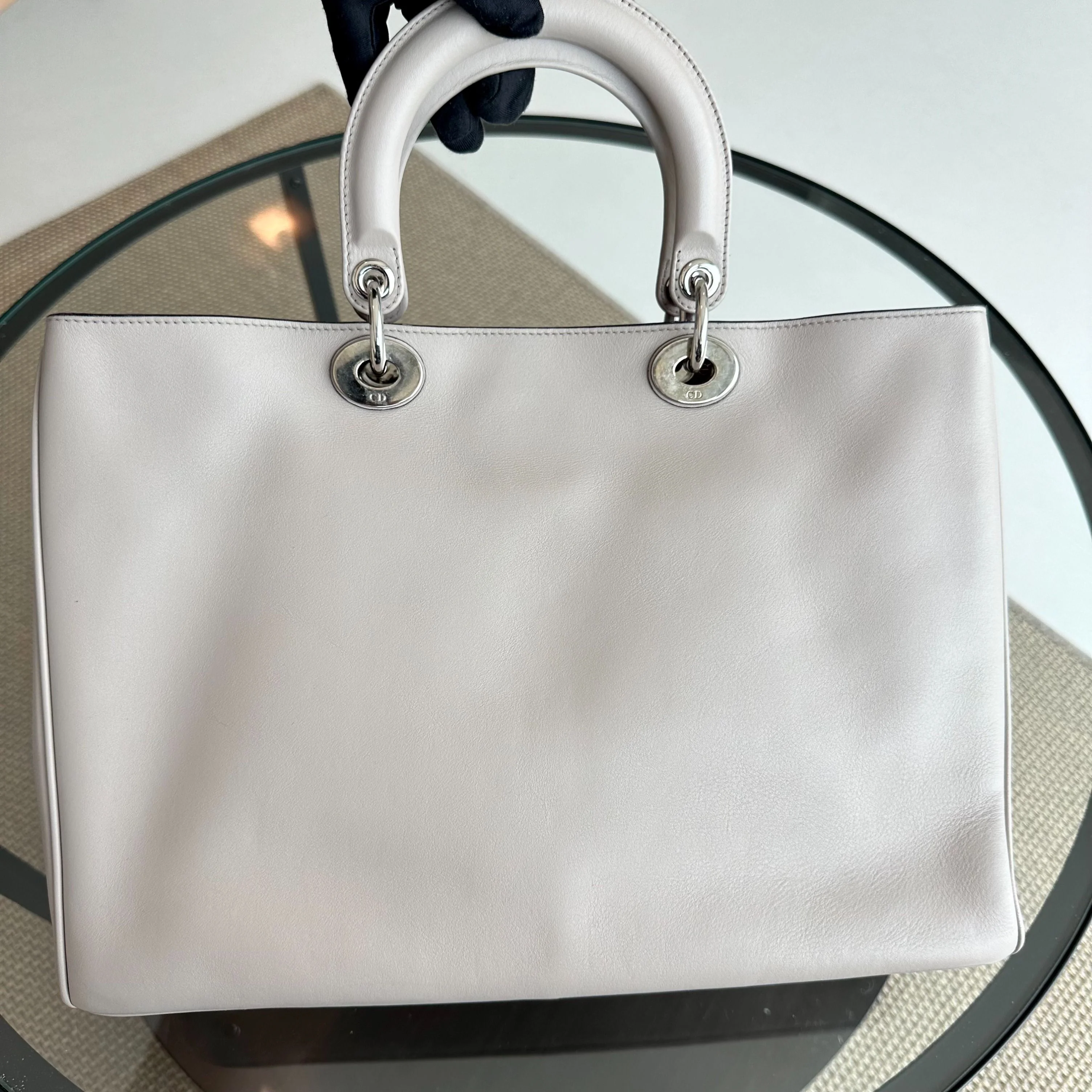 Dior Diorissimo Large Smooth Calfskin Grey Tote SHW - Best Luxury Designers