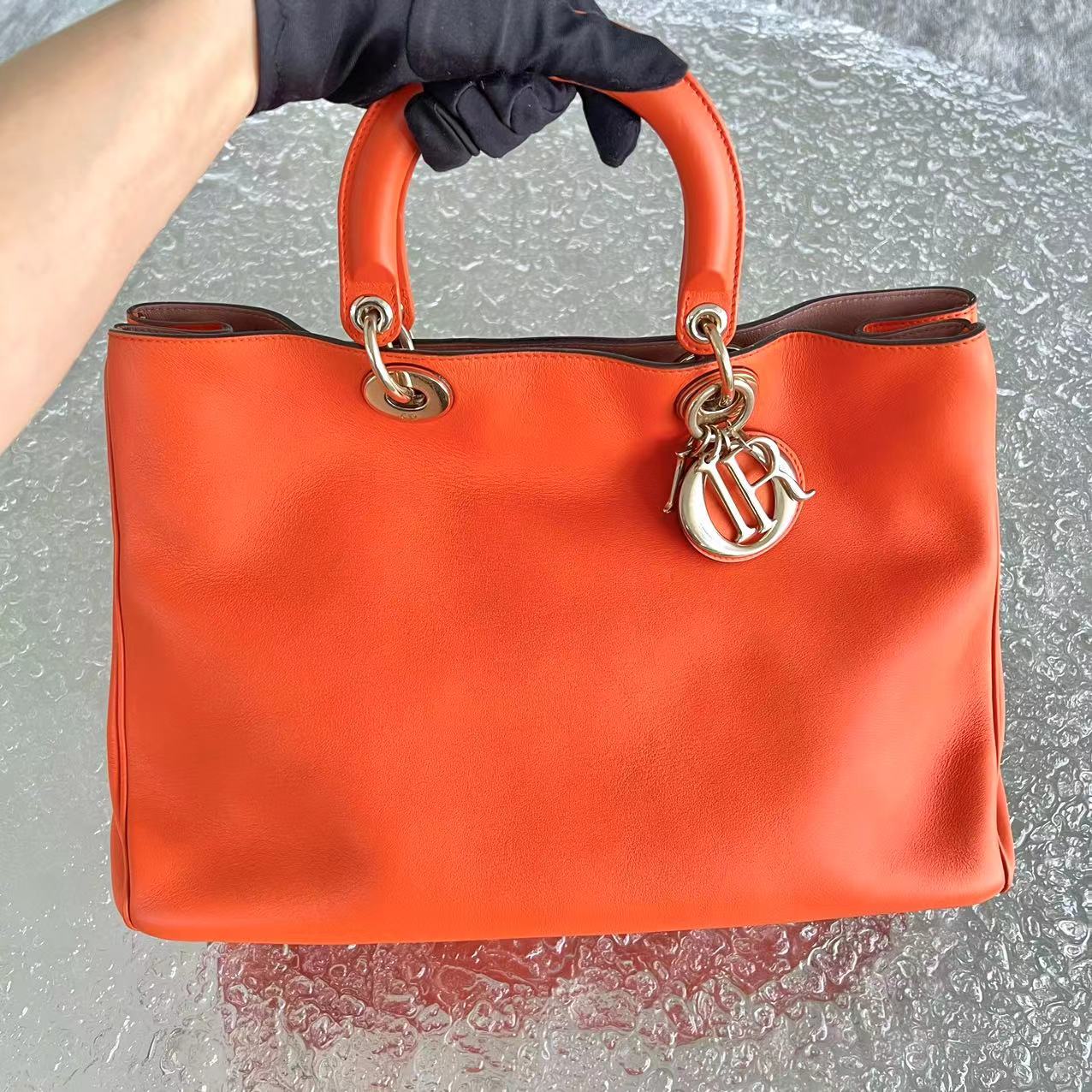 Dior Diorissimo Large Smooth Calfskin Orange Golden Hardware - Best Luxury Designers