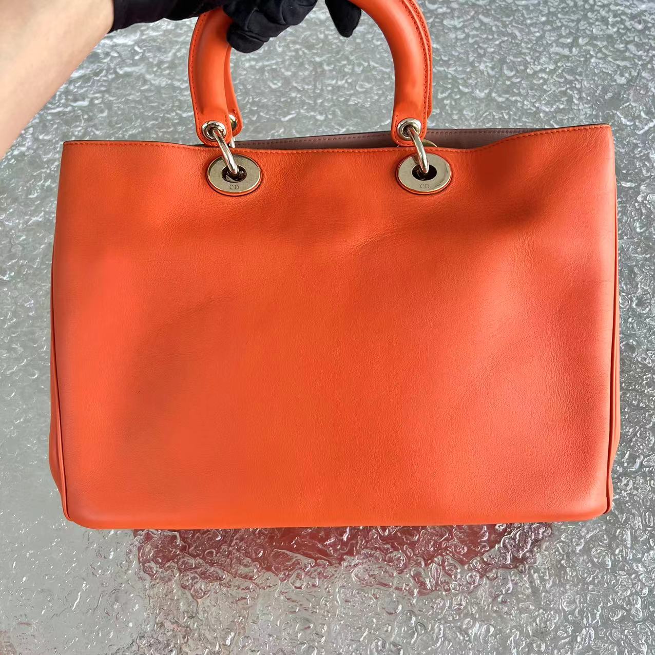 Dior Diorissimo Large Smooth Calfskin Orange Golden Hardware - Best Luxury Designers