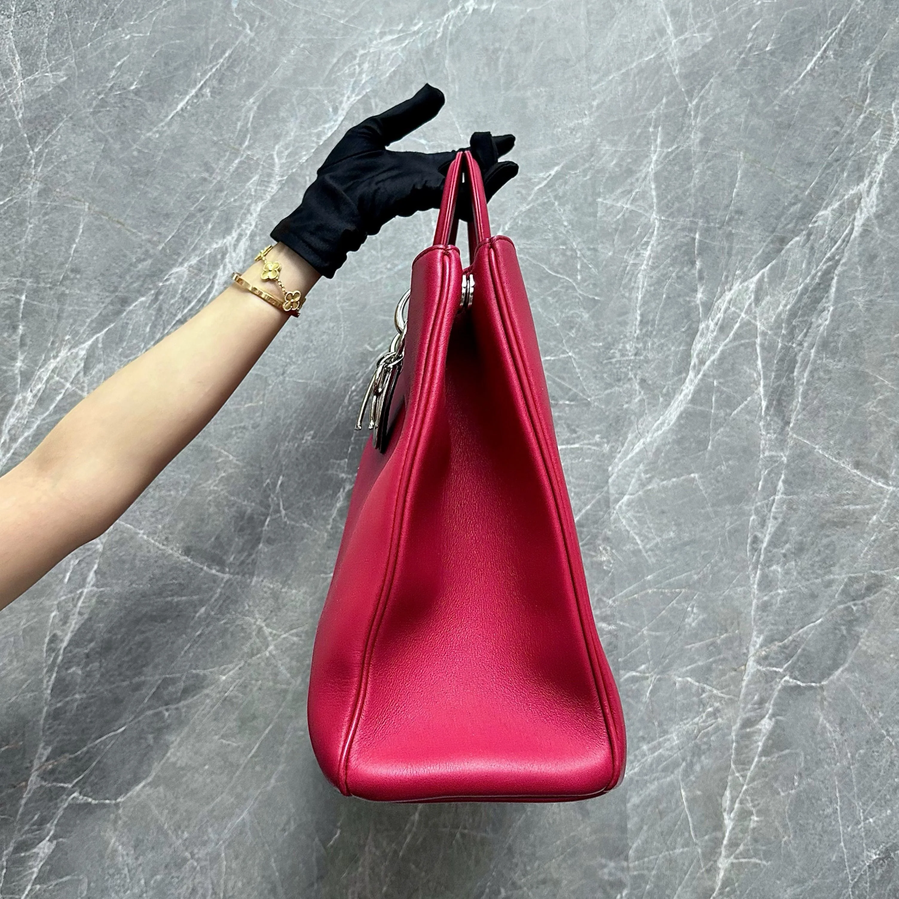 Dior Diorissimo Large Smooth Calfskin Red SHW - Best Luxury Designers