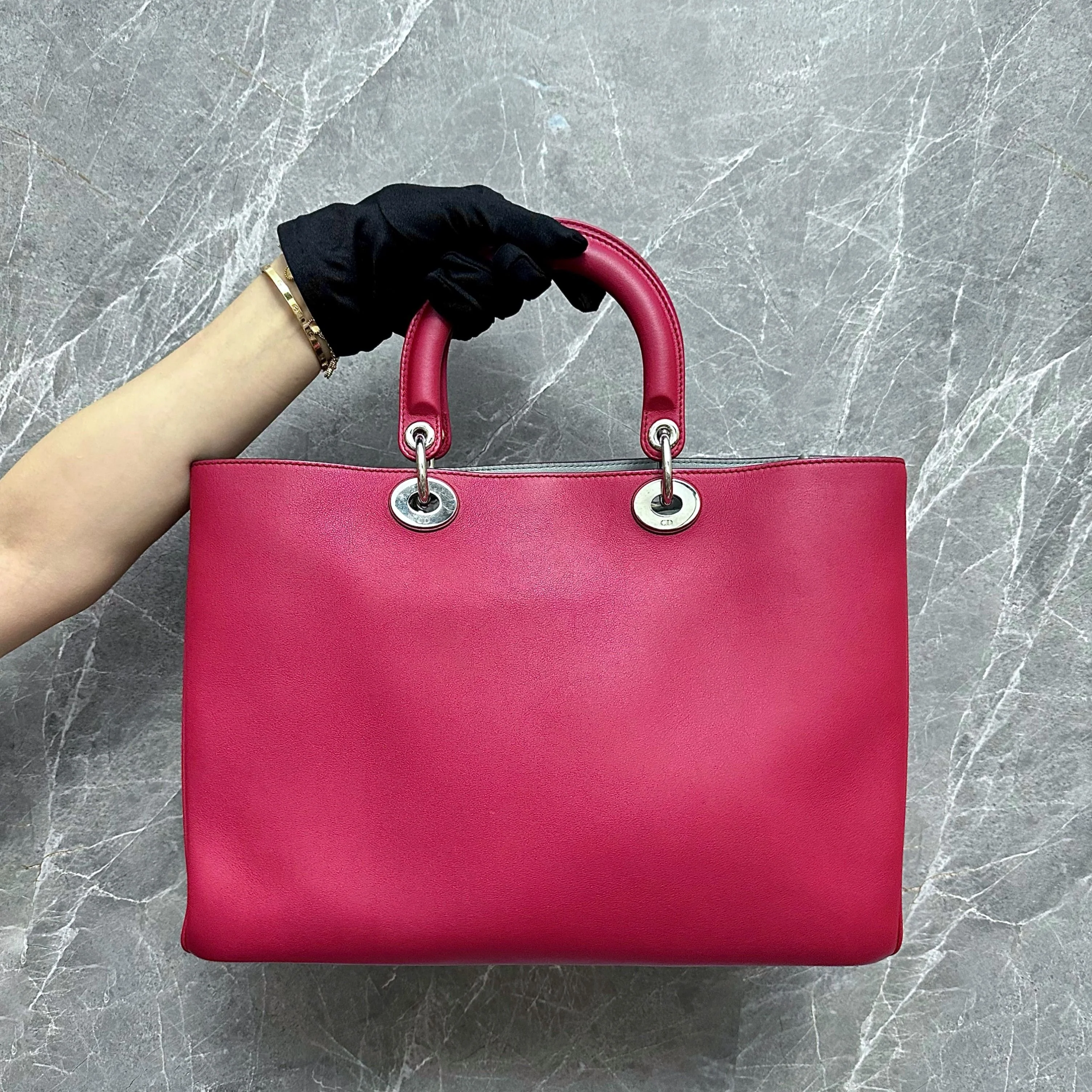 Dior Diorissimo Large Smooth Calfskin Red SHW - Best Luxury Designers