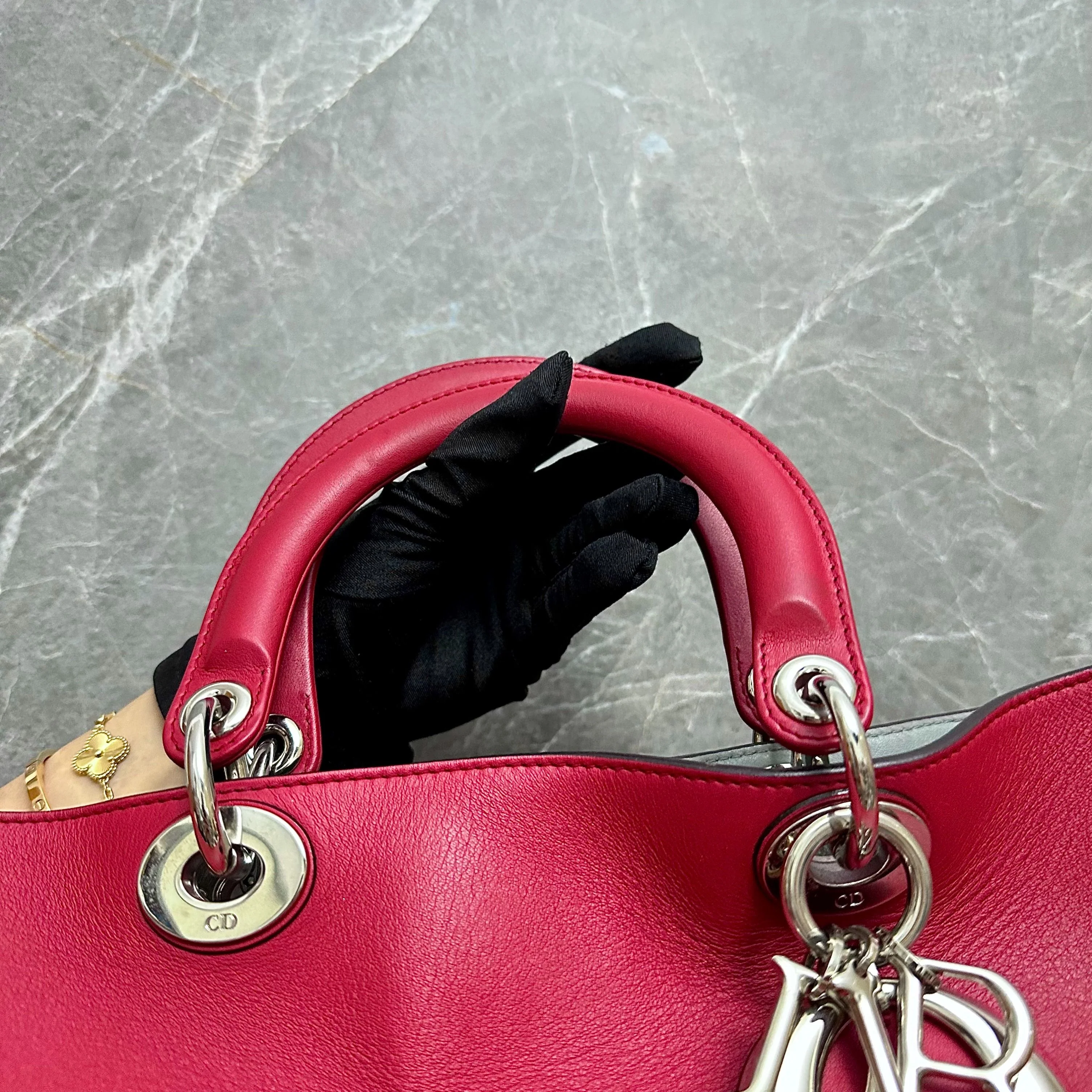 Dior Diorissimo Large Smooth Calfskin Red SHW - Best Luxury Designers