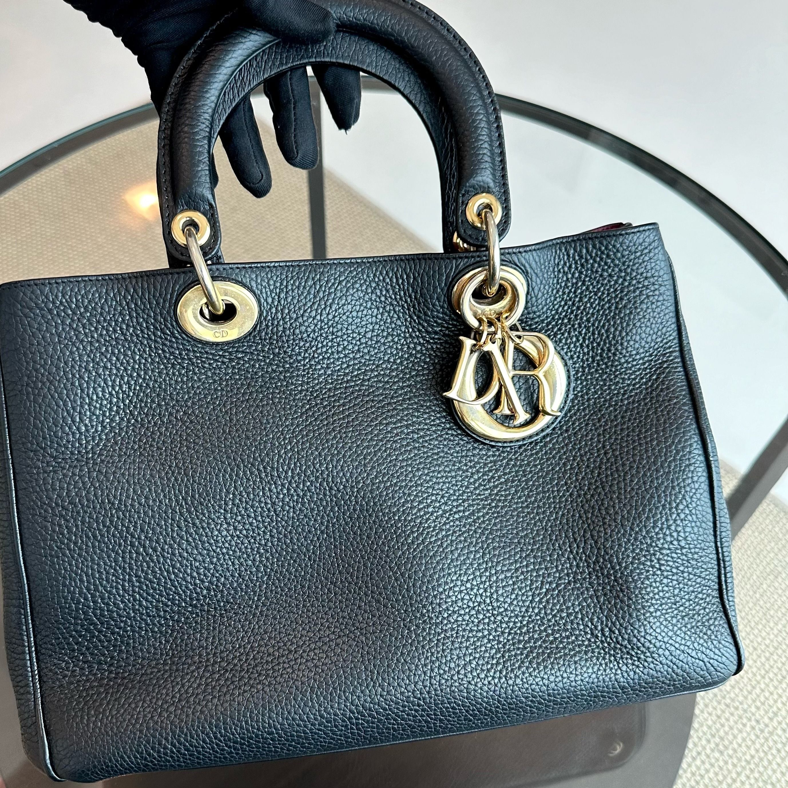 Dior Diorissimo Medium Grained Calfskin Black GHW - Best Luxury Designers