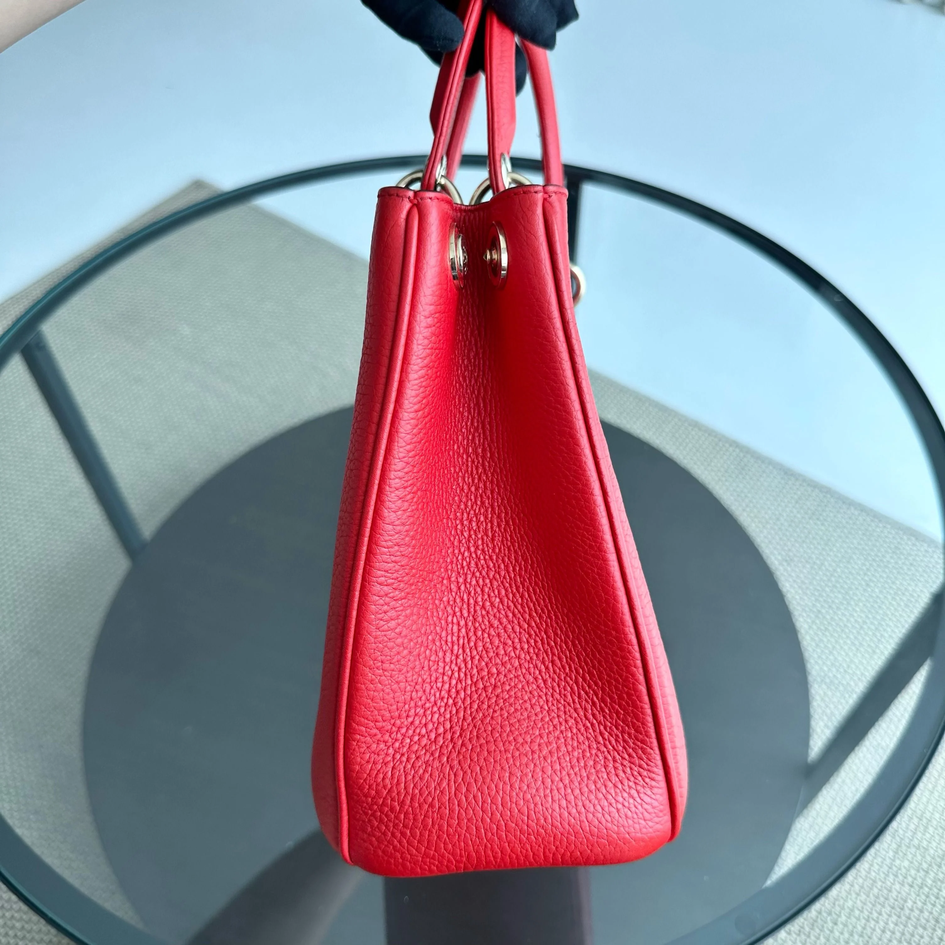 Dior Diorissimo Medium Grained Calfskin Red GHW - Best Luxury Designers