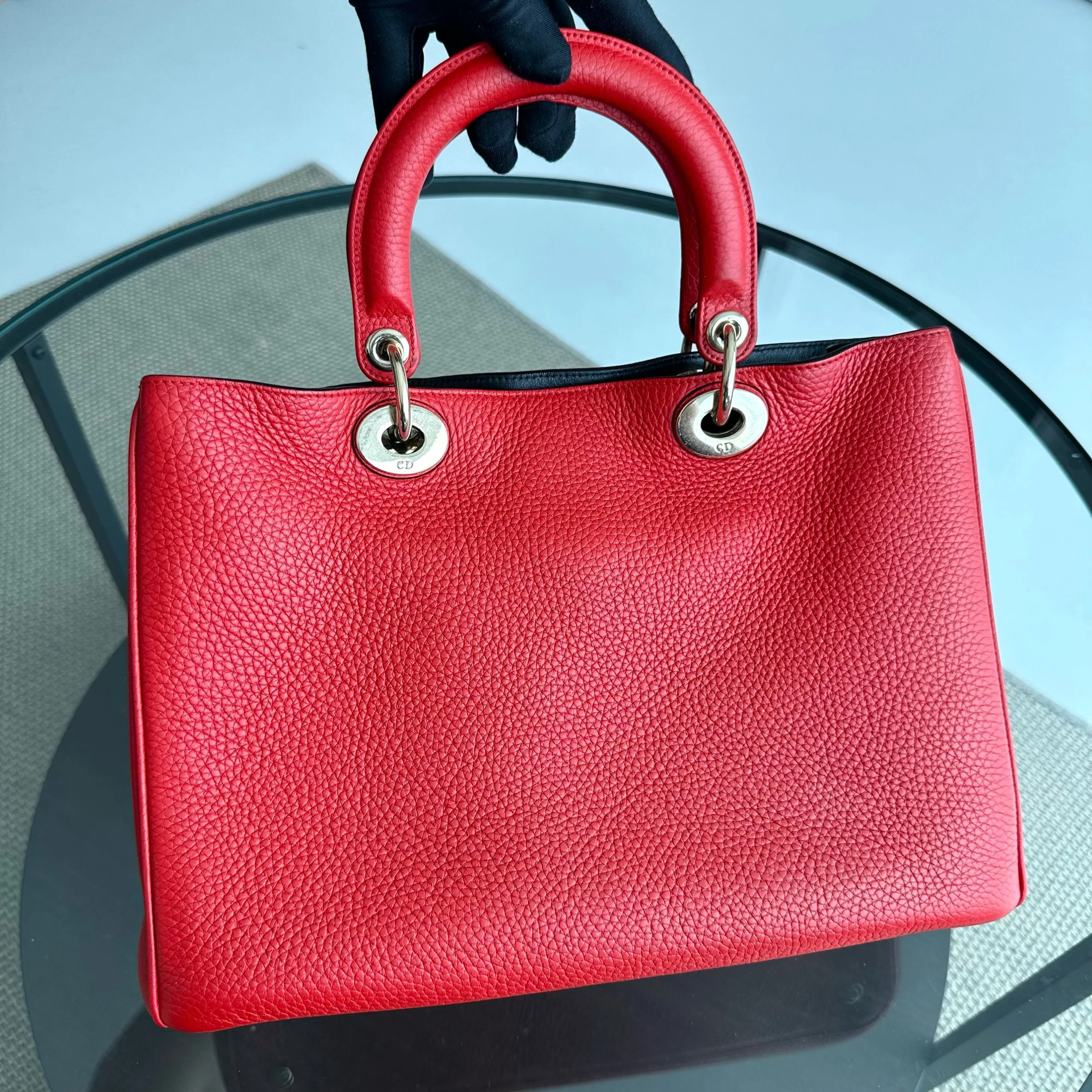 Dior Diorissimo Medium Grained Calfskin Red GHW - Best Luxury Designers