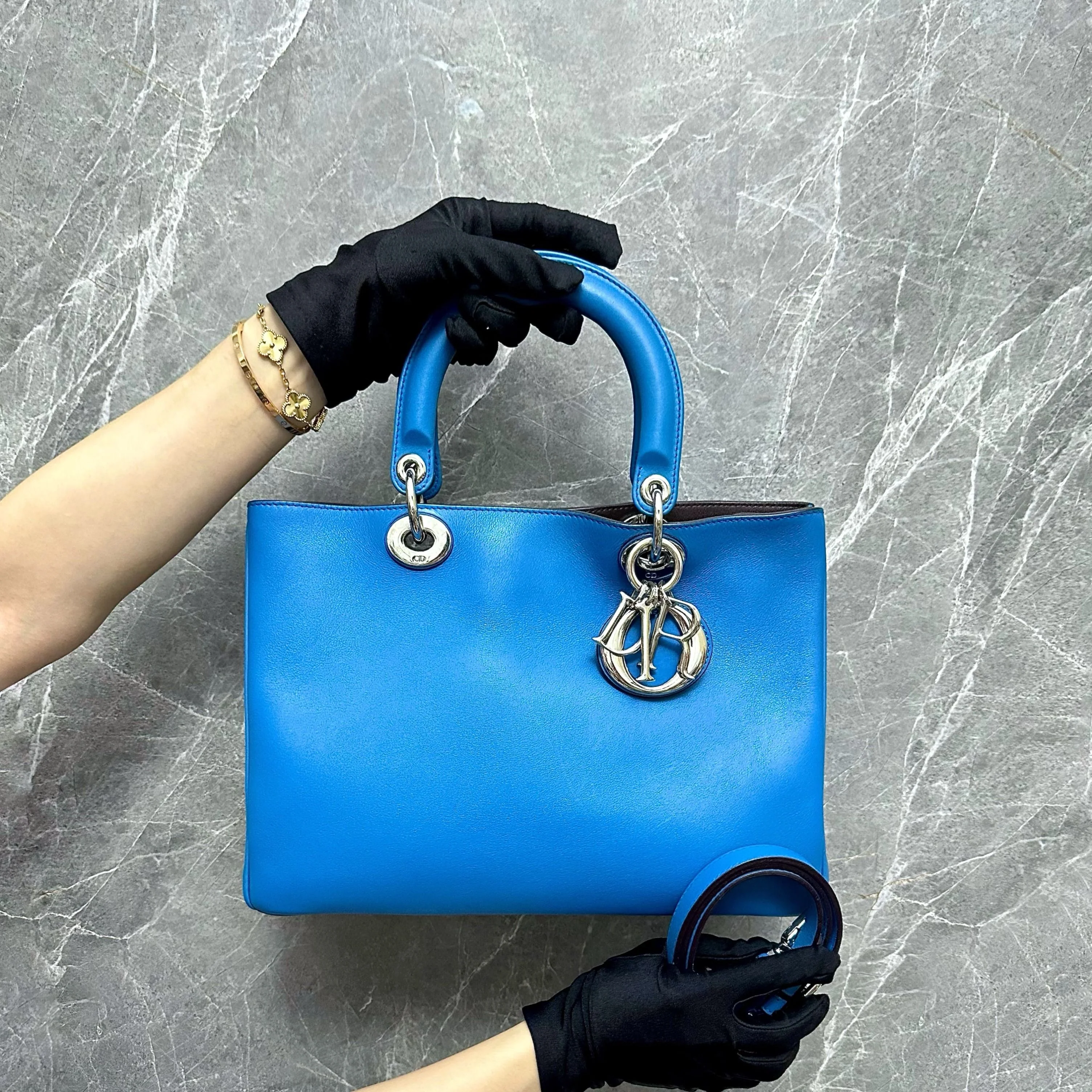 Dior Diorissimo Medium Smooth Calfskin Blue SHW - Best Luxury Designers