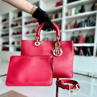 Dior Diorissimo Medium Smooth Calfskin Pink Red GHW - Best Luxury Designers