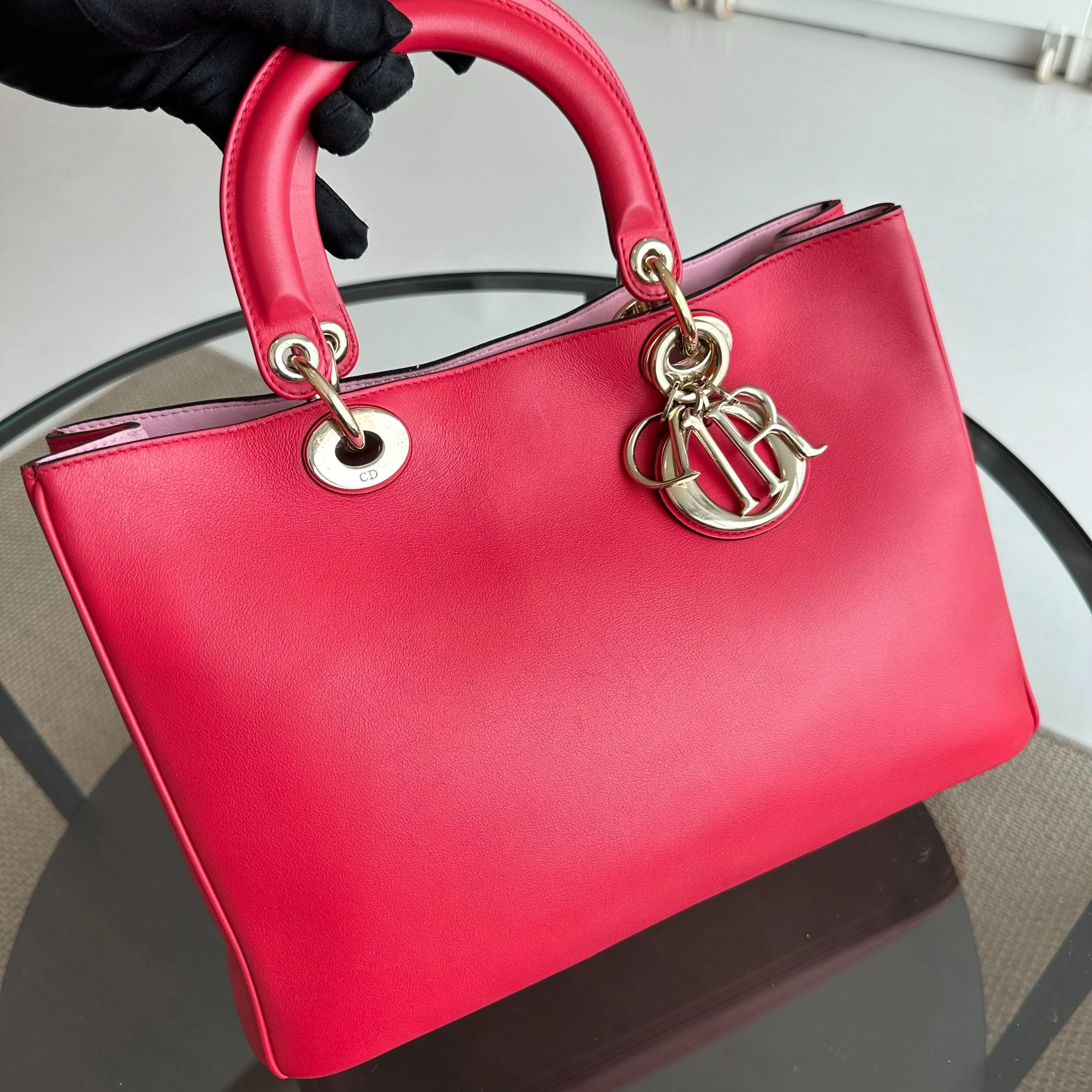 Dior Diorissimo Medium Smooth Calfskin Pink Red GHW - Best Luxury Designers